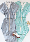 OXFORD STRIPE MIDI DRESS (GREEN)