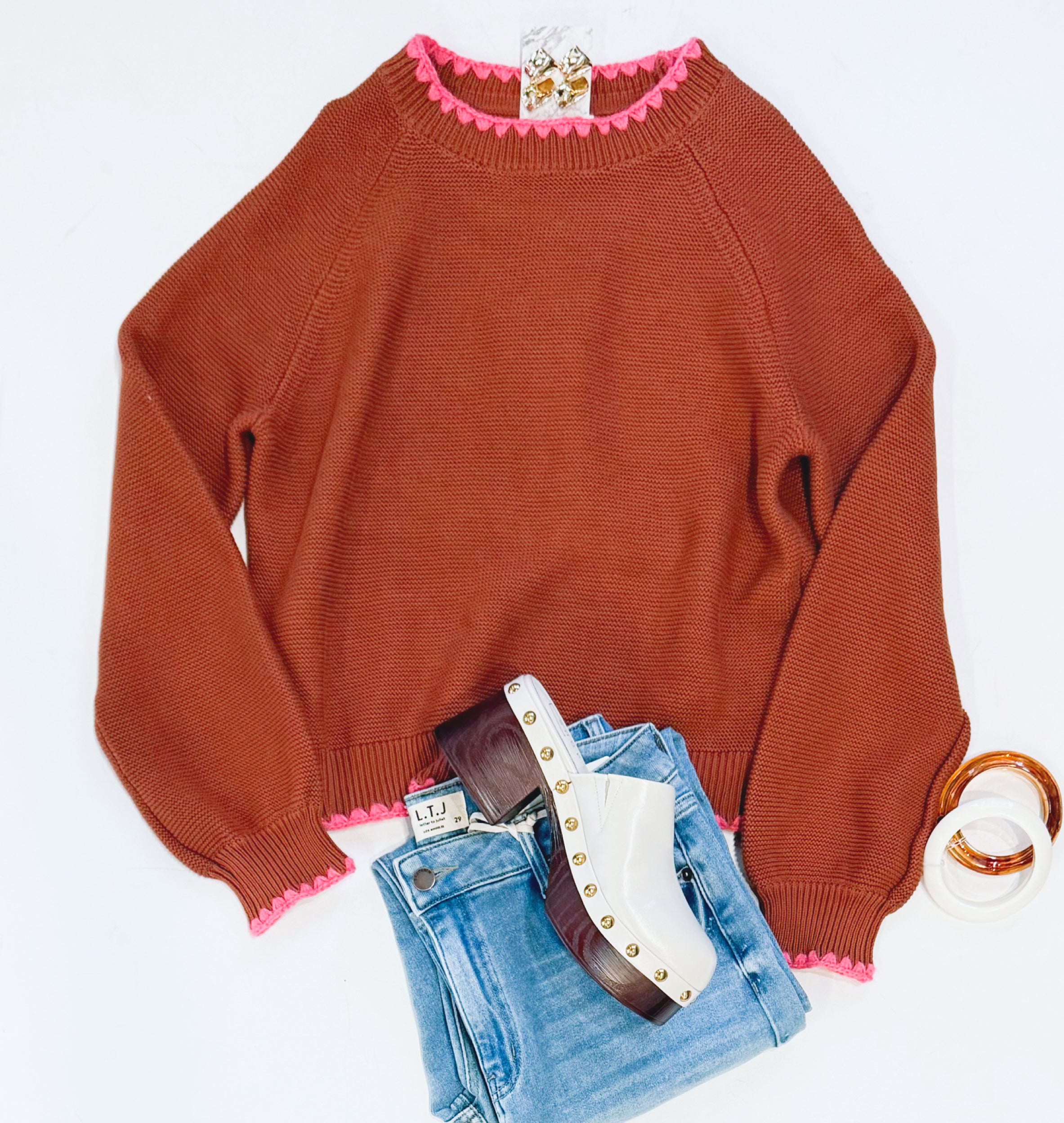 TOP STITCH TOFFEE SWEATER