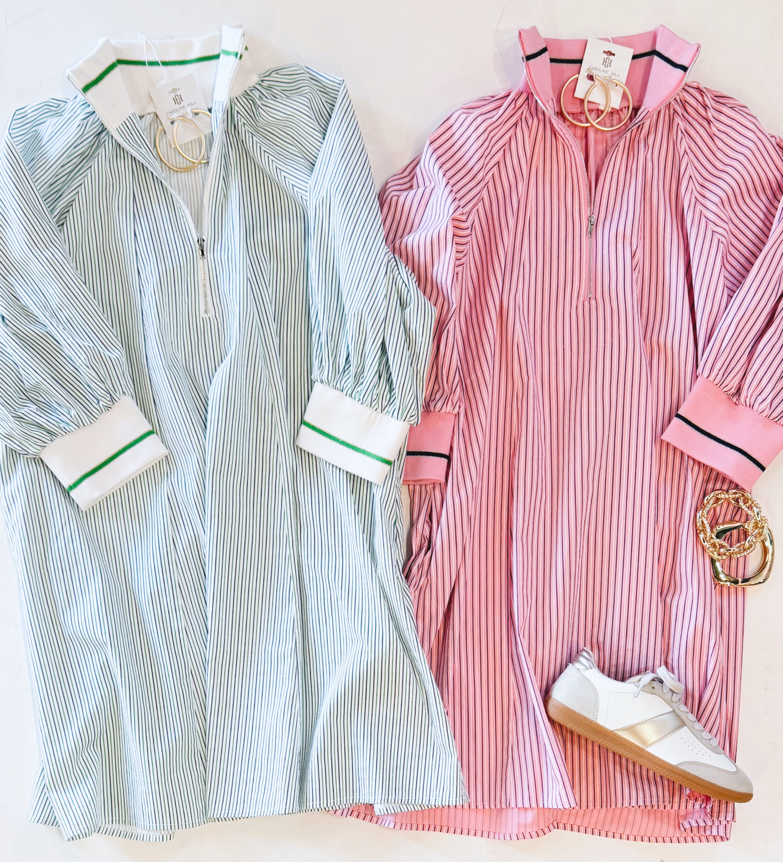 SPORTY SPICE PINSTRIPE DRESS (BUBBLEGUM)