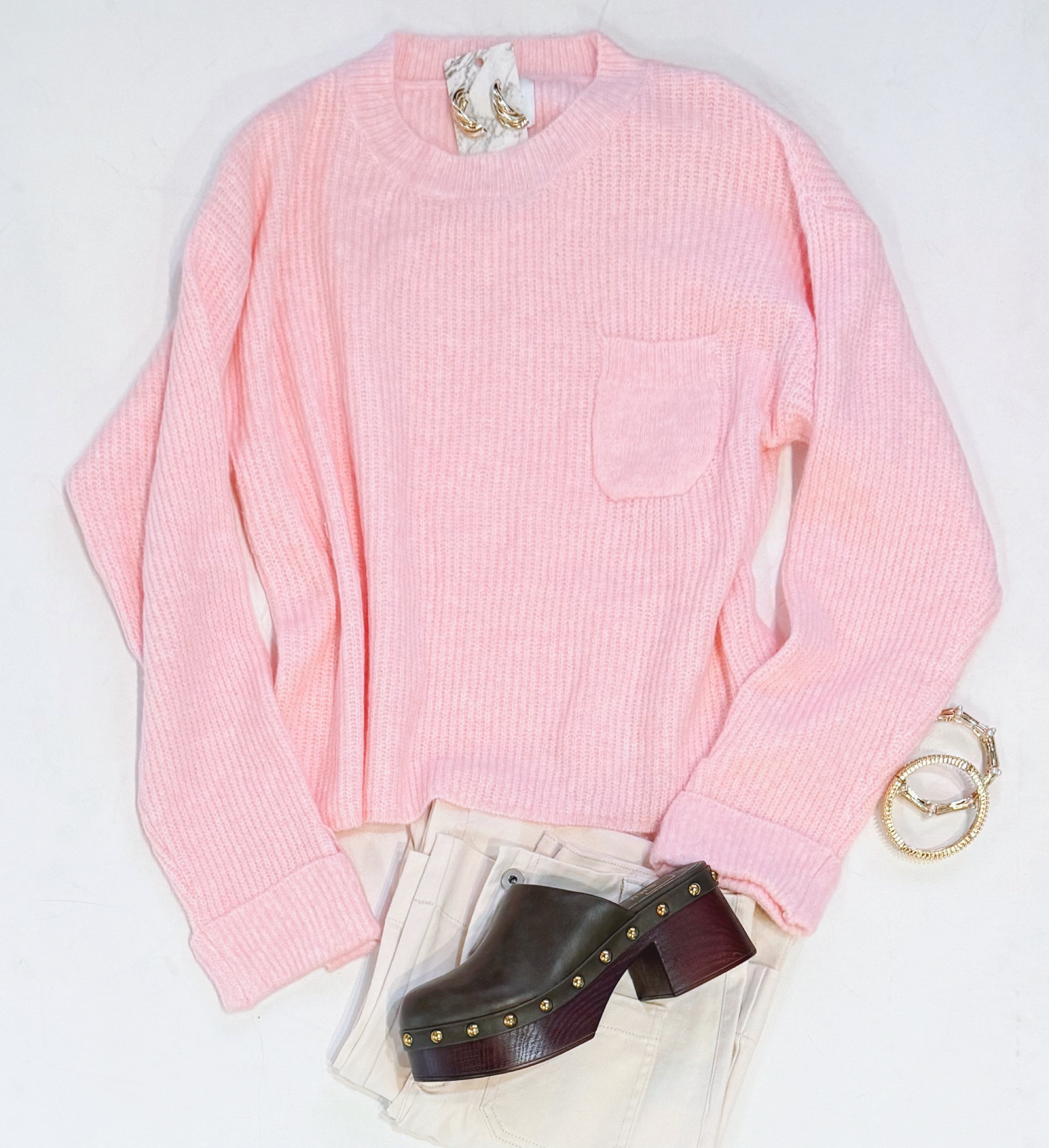 SWEET PINK POCKET SWEATER