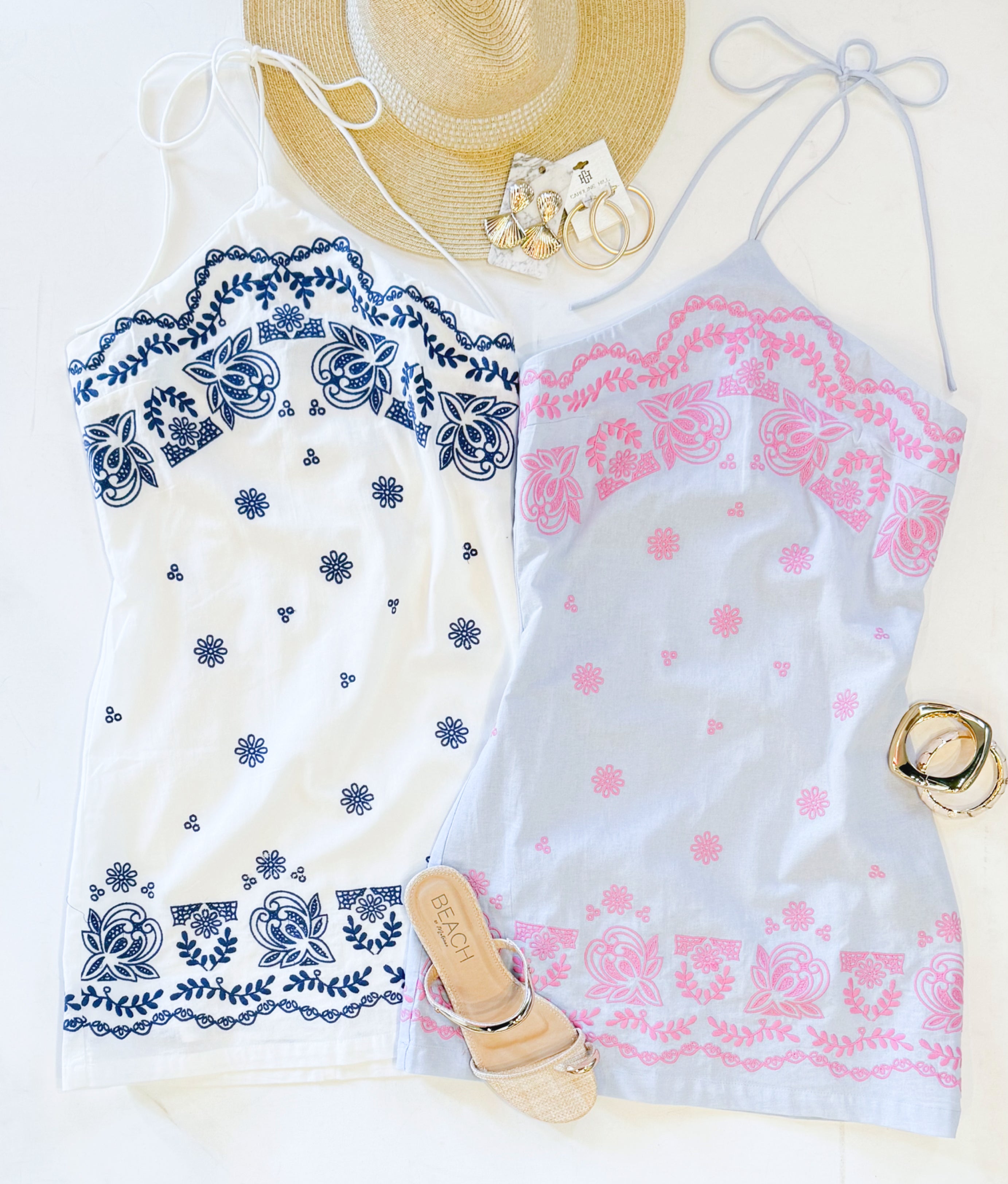 BARCELONA EMBROIDERED HALTER (WHITE)