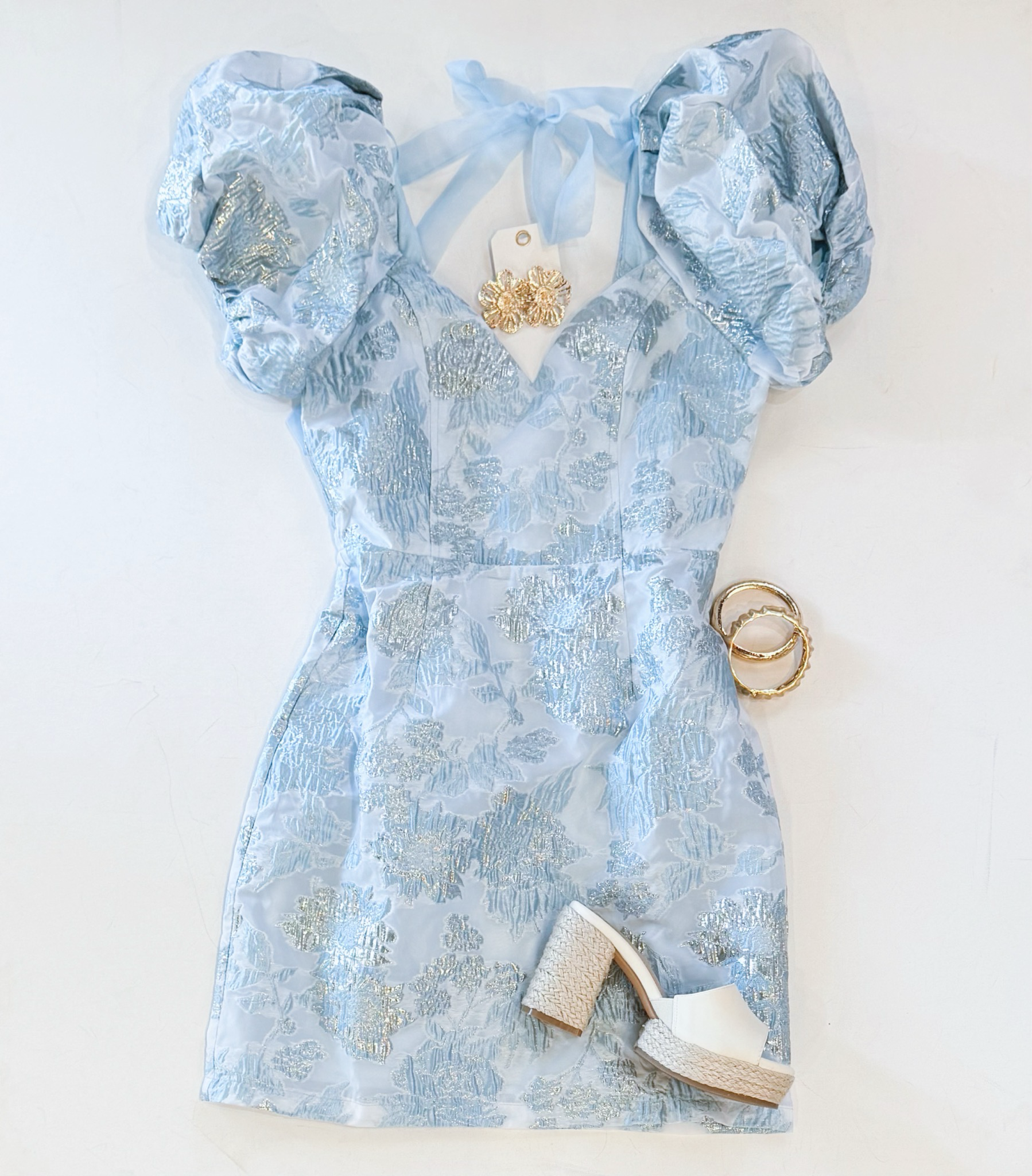 Sky Blue Brocade Dress