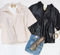HOLIDAY PARTY LEATHER TOP (ECRU)