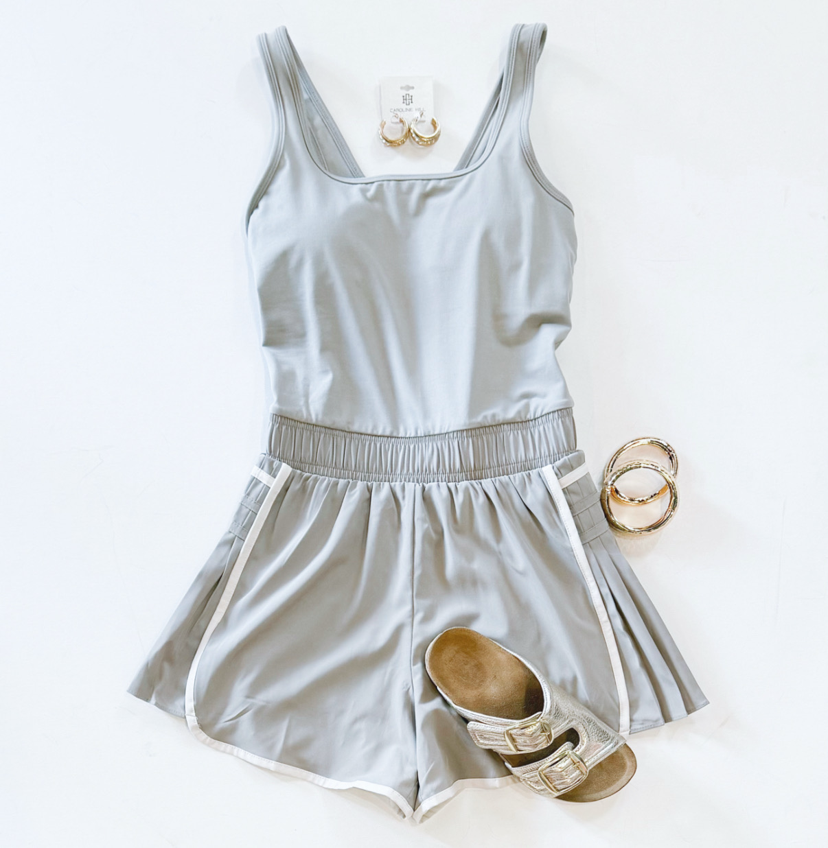 Taupe And Pearl Athletic Romper