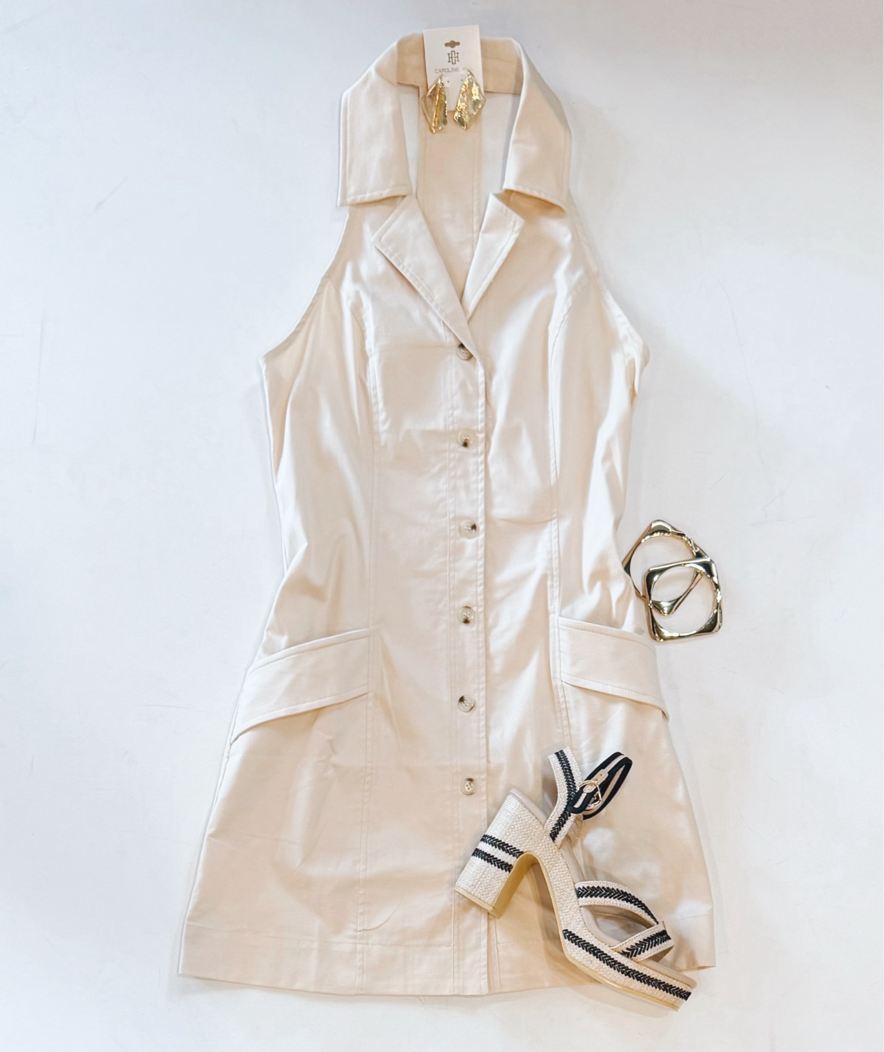 Beige Babe Halter Dress
