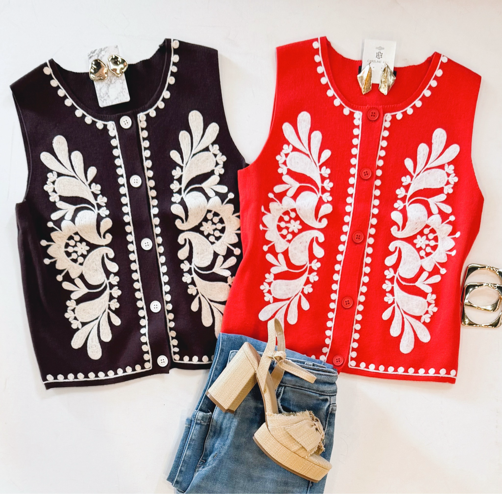Hot Cherry Embroidered Knit