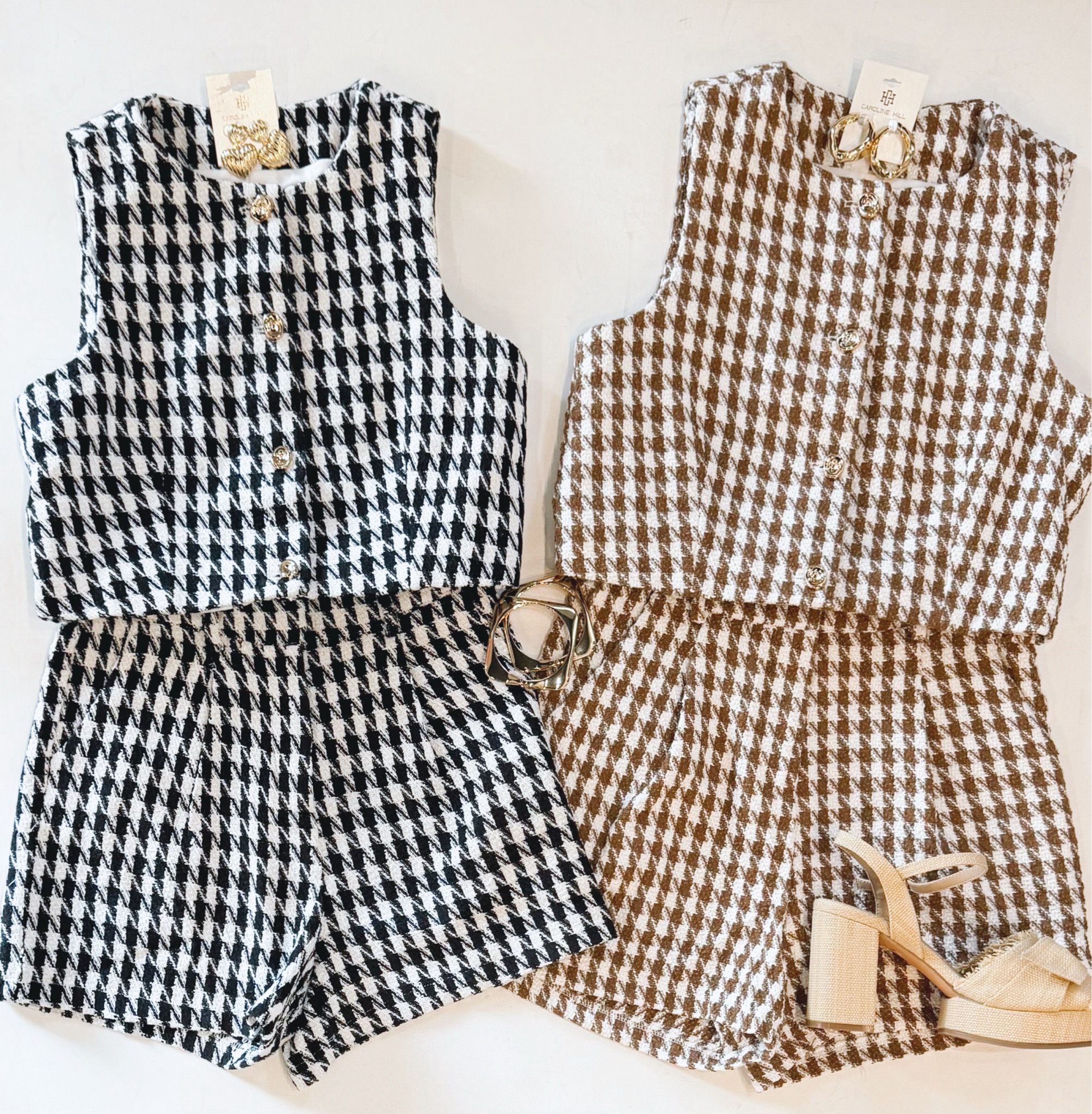 So Classic Houndstooth Set (Caramel)