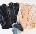 Fall Festive Ruffle Top (Black)