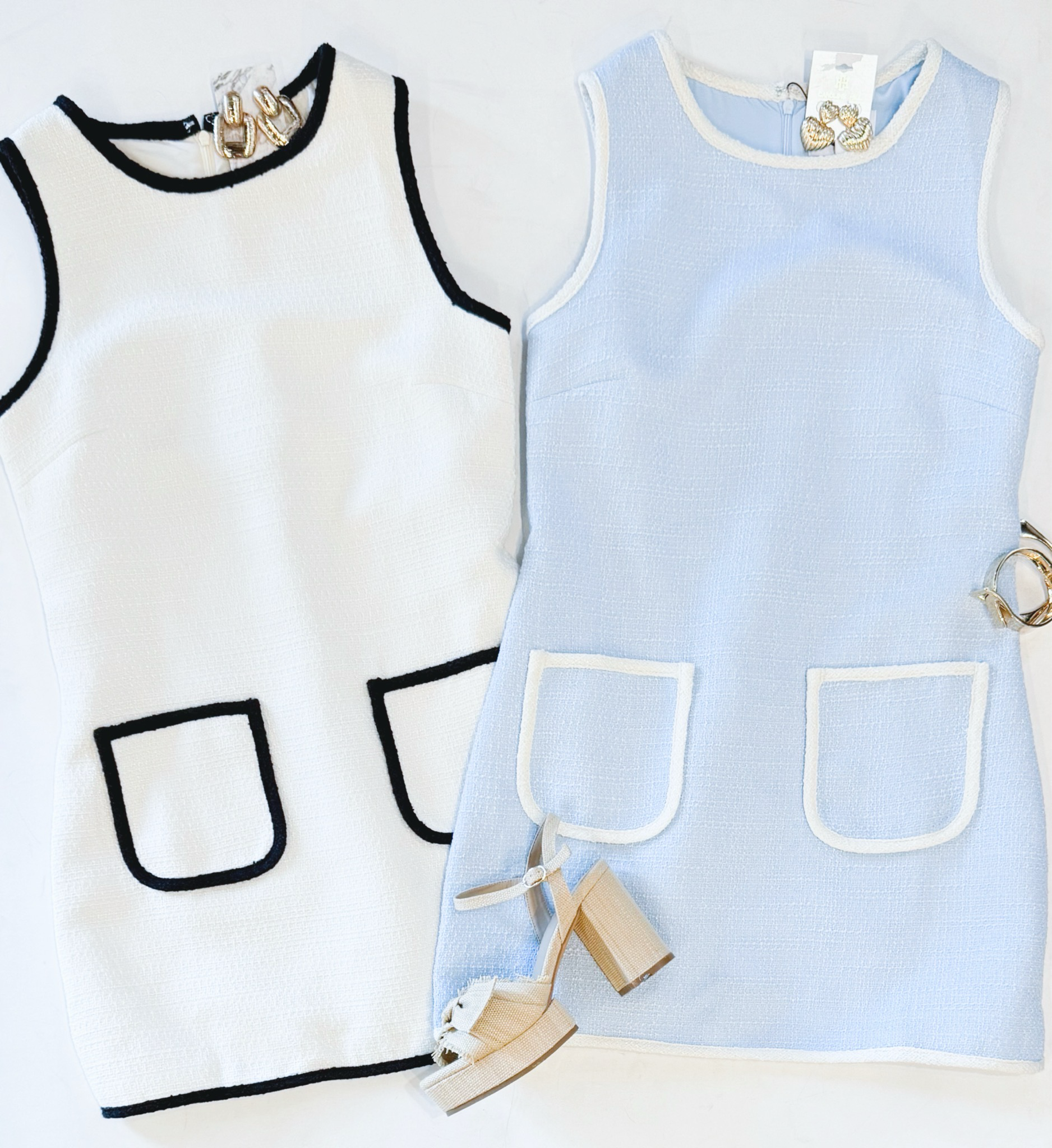 Amelia Tweed Shift (Powder Blue)