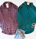 Oversized Satin Buttondown (Plum)