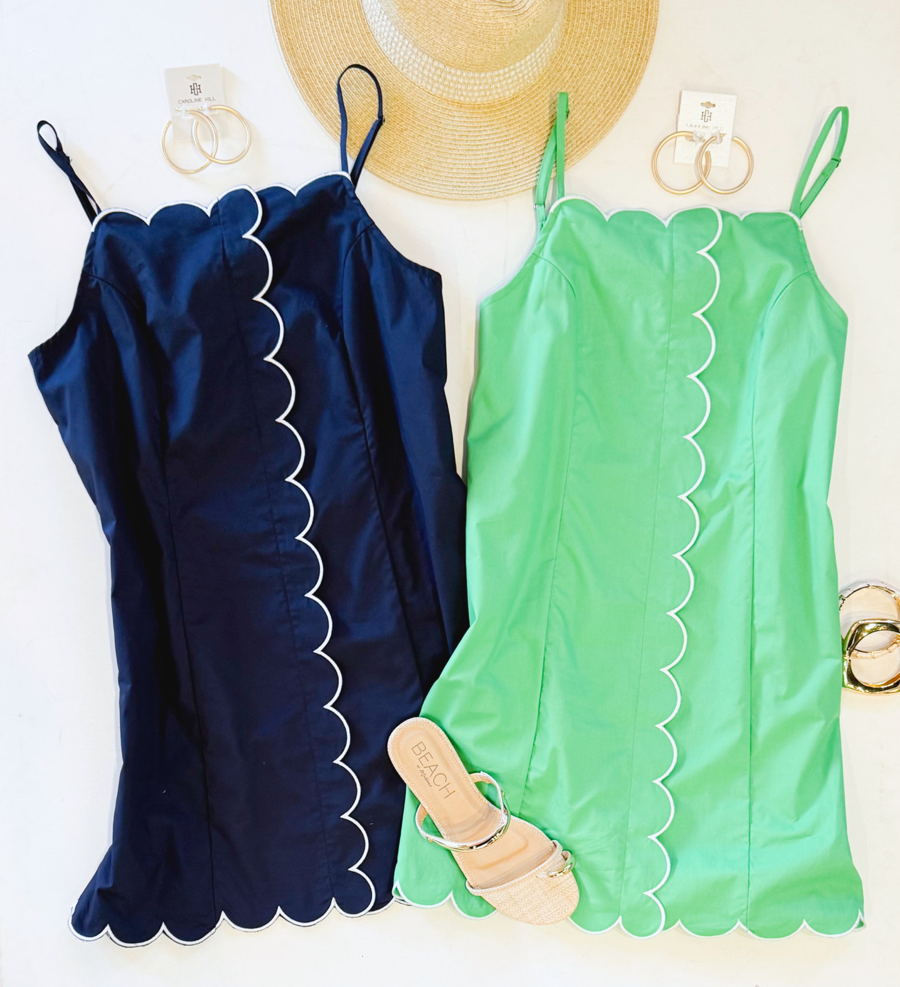 GRAYTON SCALLOP DRESS (NAVY)