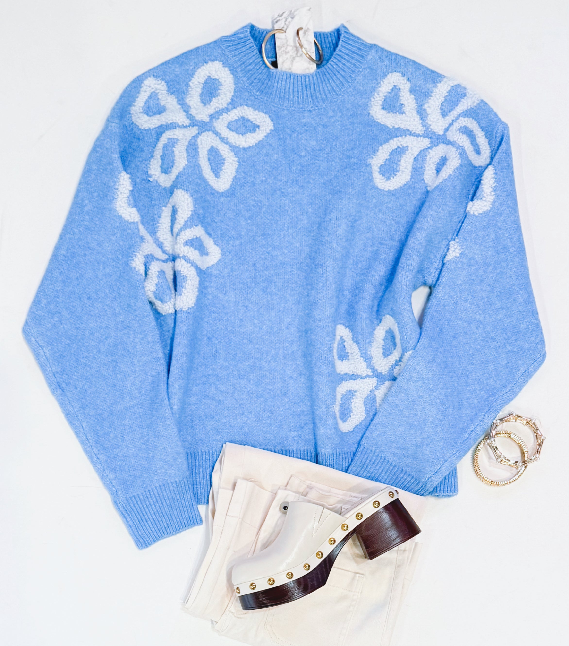 BLUE SKIES FLORAL SWEATER