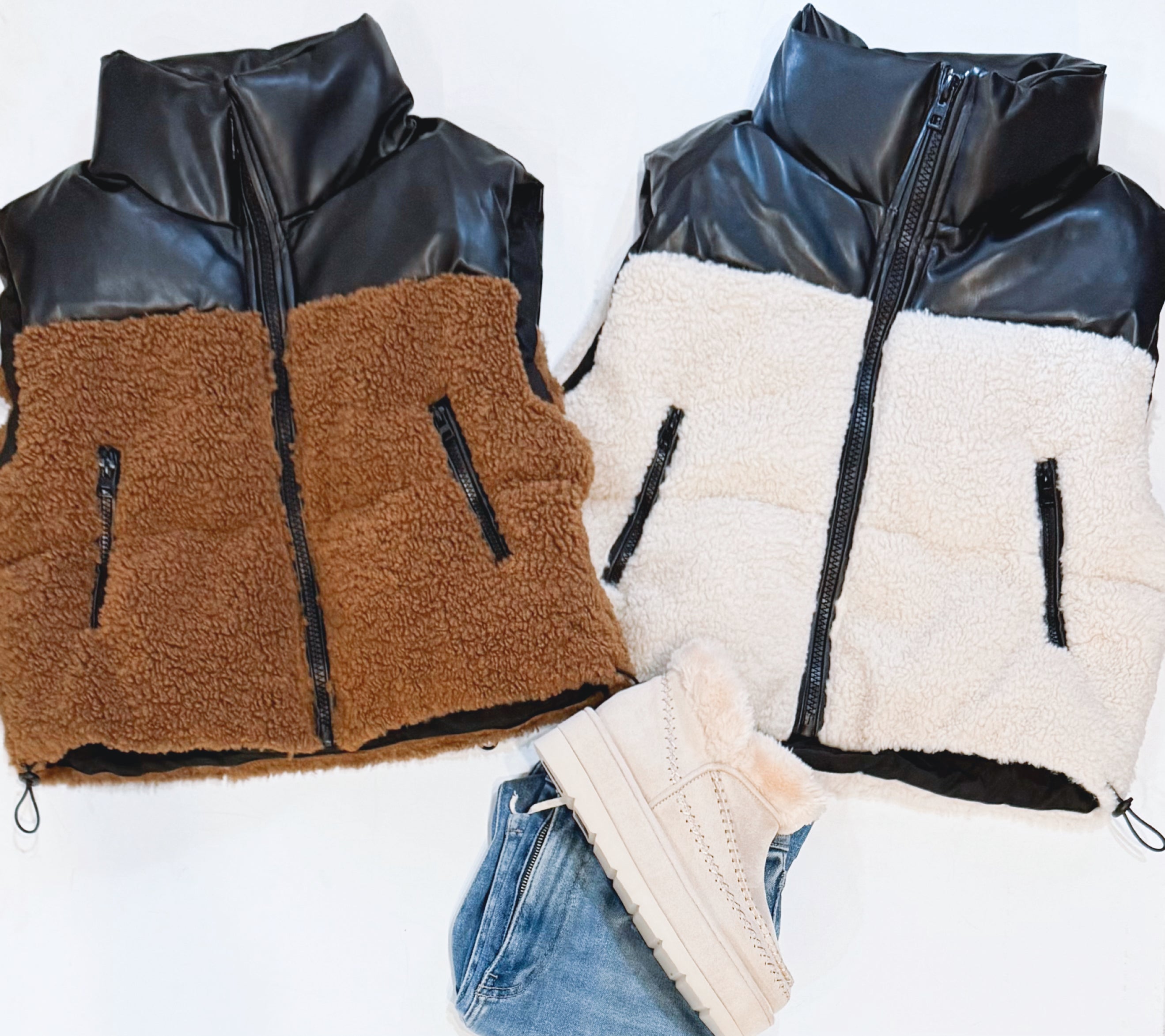 MIXED MEDIA VEST (COZY CREAM)