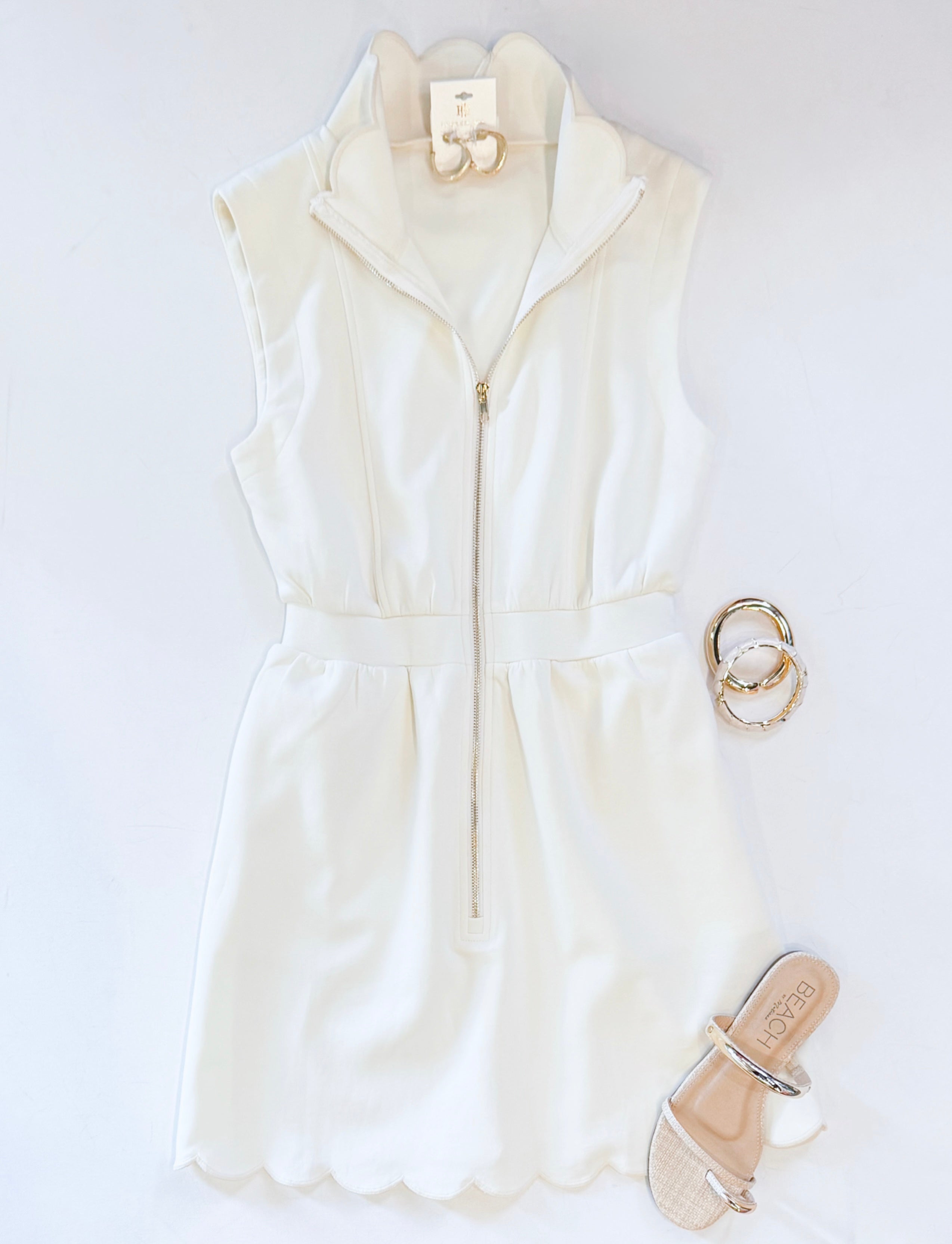 VANILLA CREAM SCALLOP DRESS