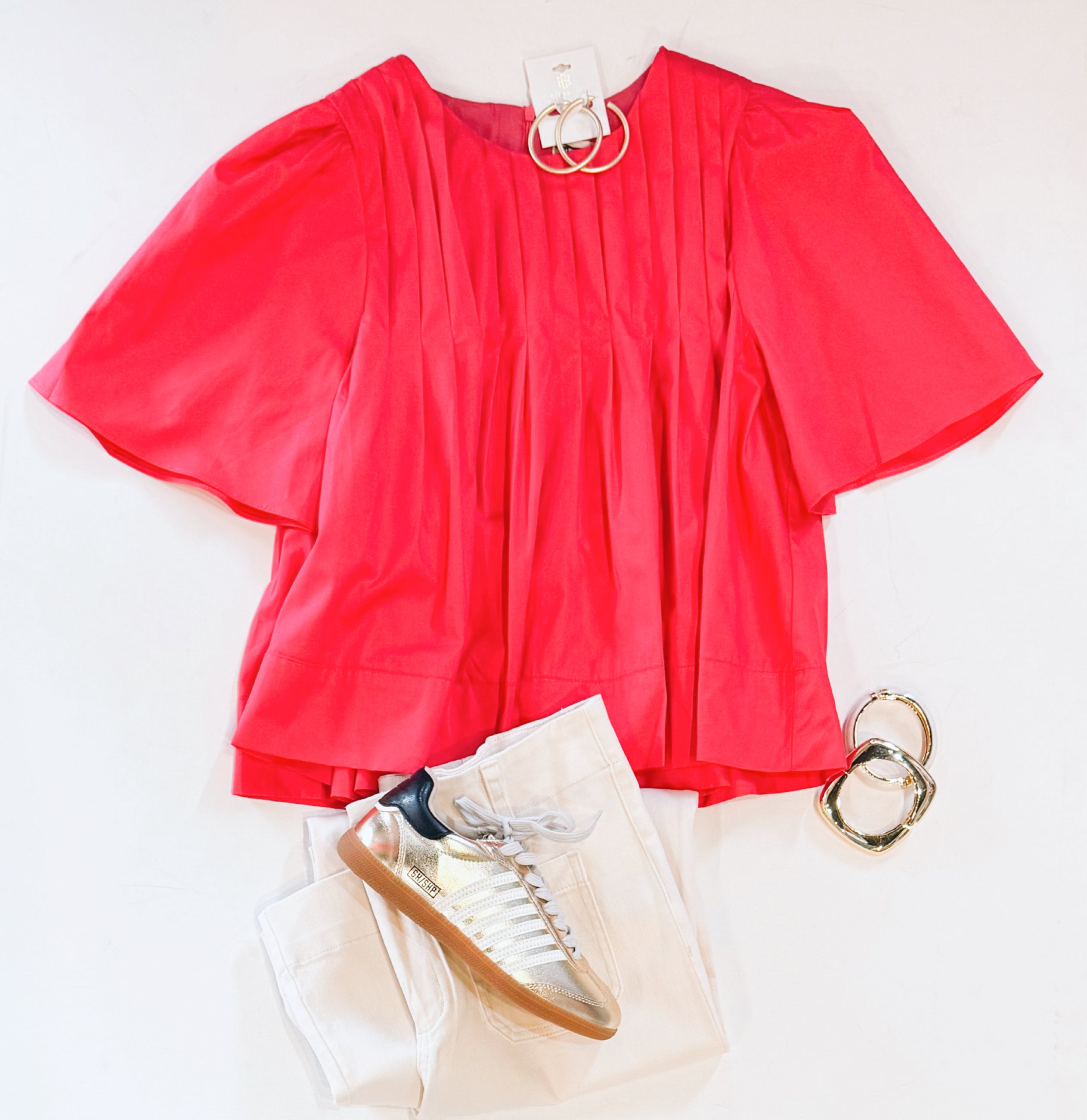 WATERMELON PLEATED TOP