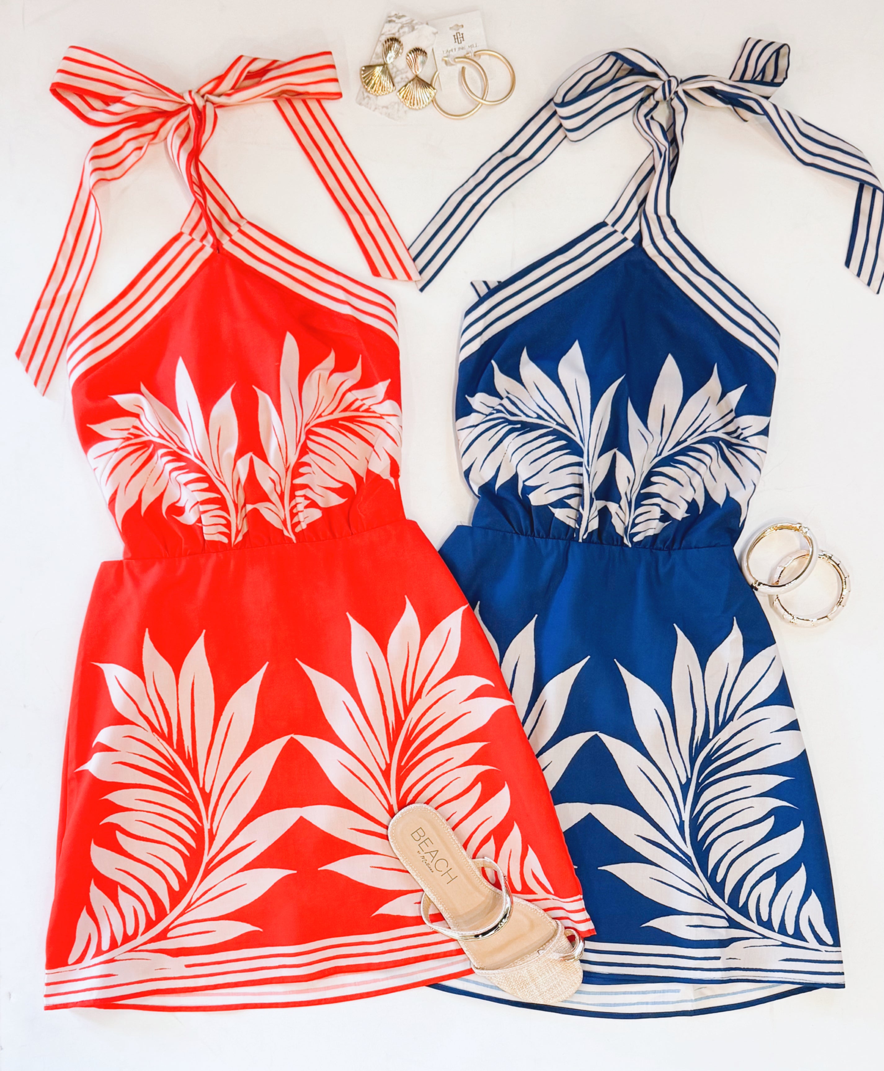 MAUI HALTER DRESS (HOT ORANGE)