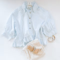 BLUE SKIES RUFFLE BUTTONDOWN