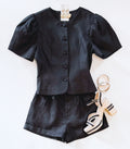 BUTTONED UP LINEN COCKTAIL SET