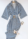 SAILOR STRIPE BELTED MIDI