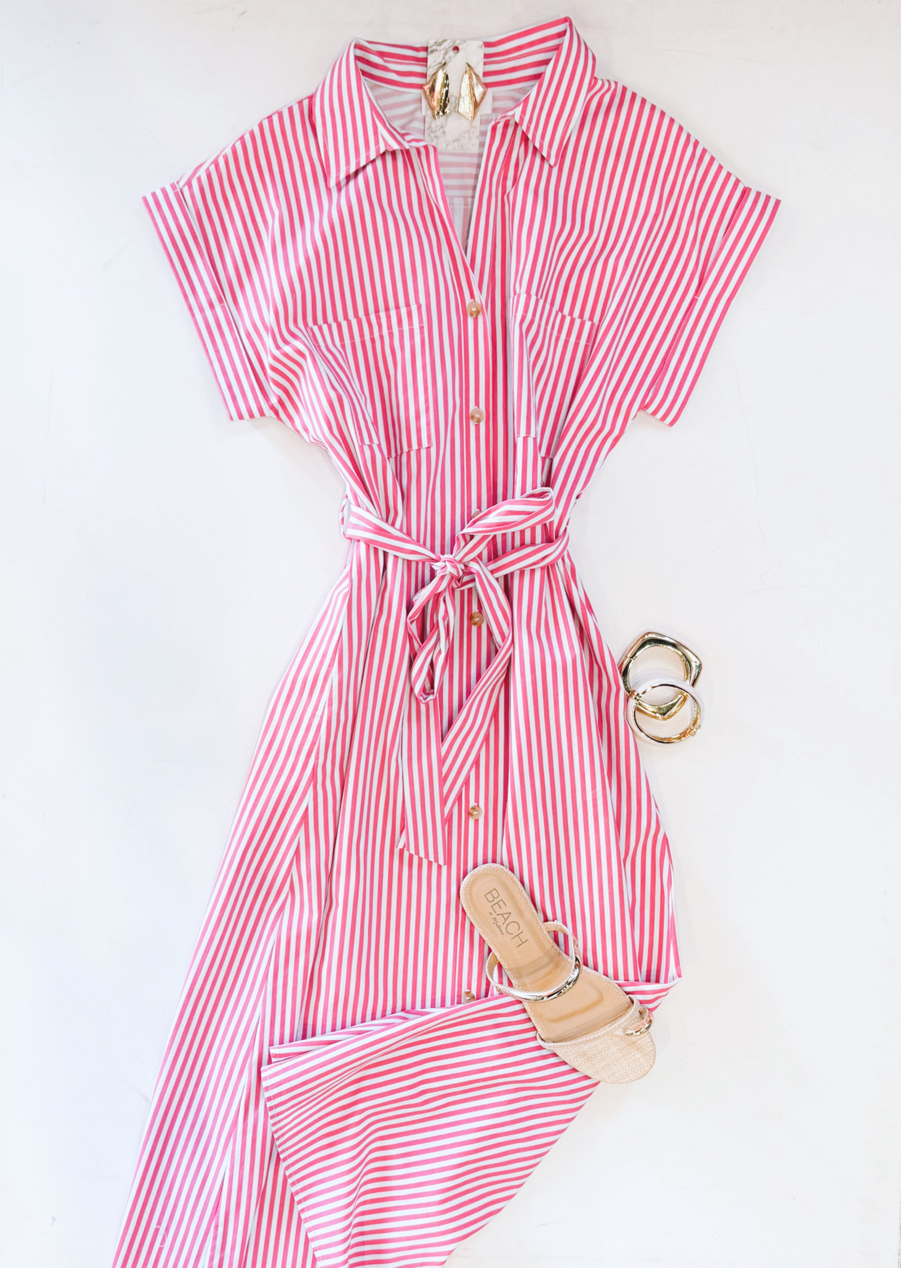 AZALEA PINSTRIPE MIDI DRESS