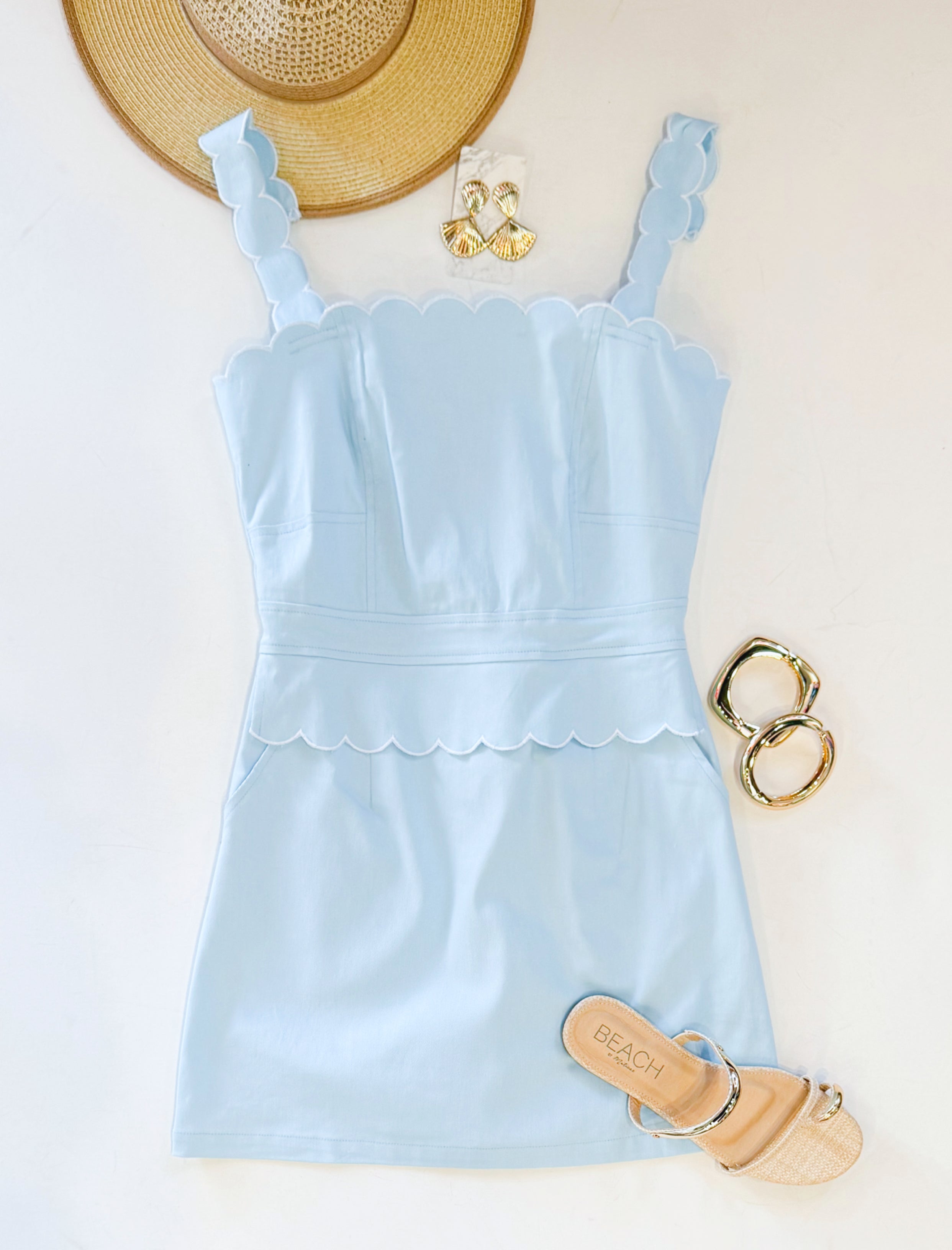 BABY BLUE SKIES SCALLOP DRESS