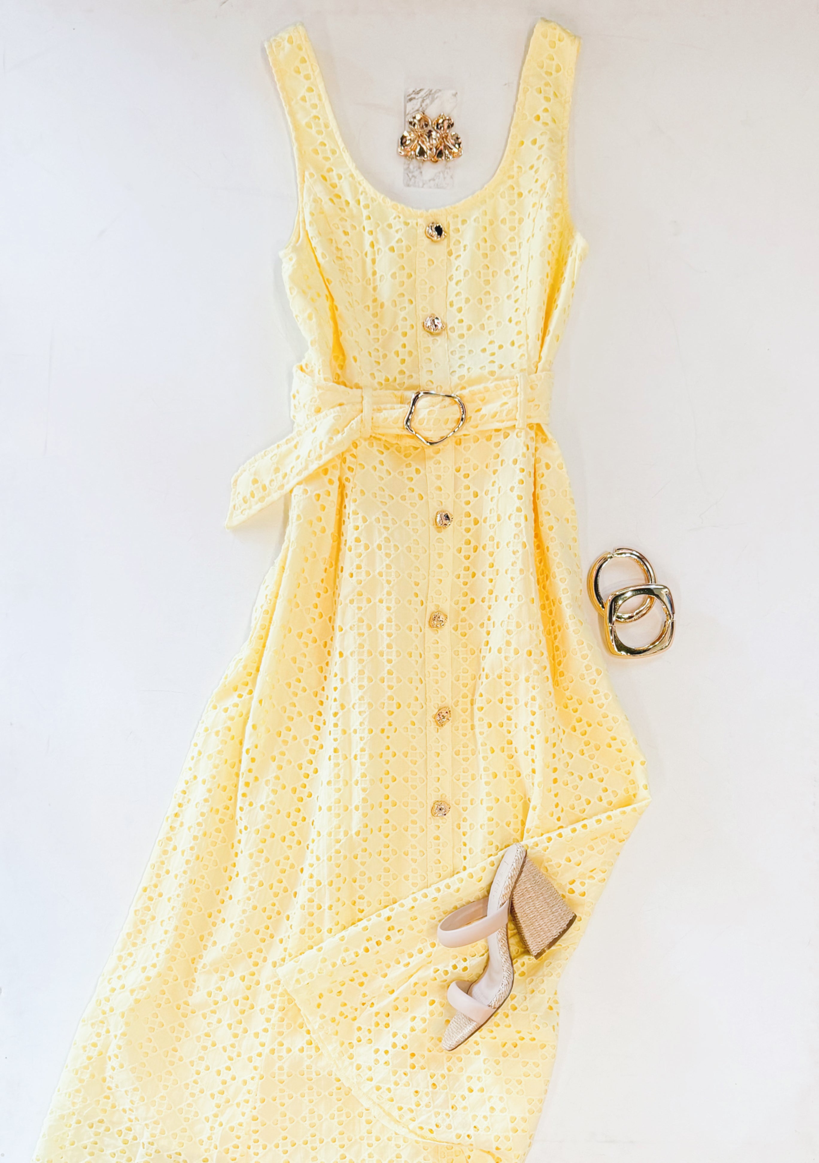 LEMONADE BELTED MIDI DRESS