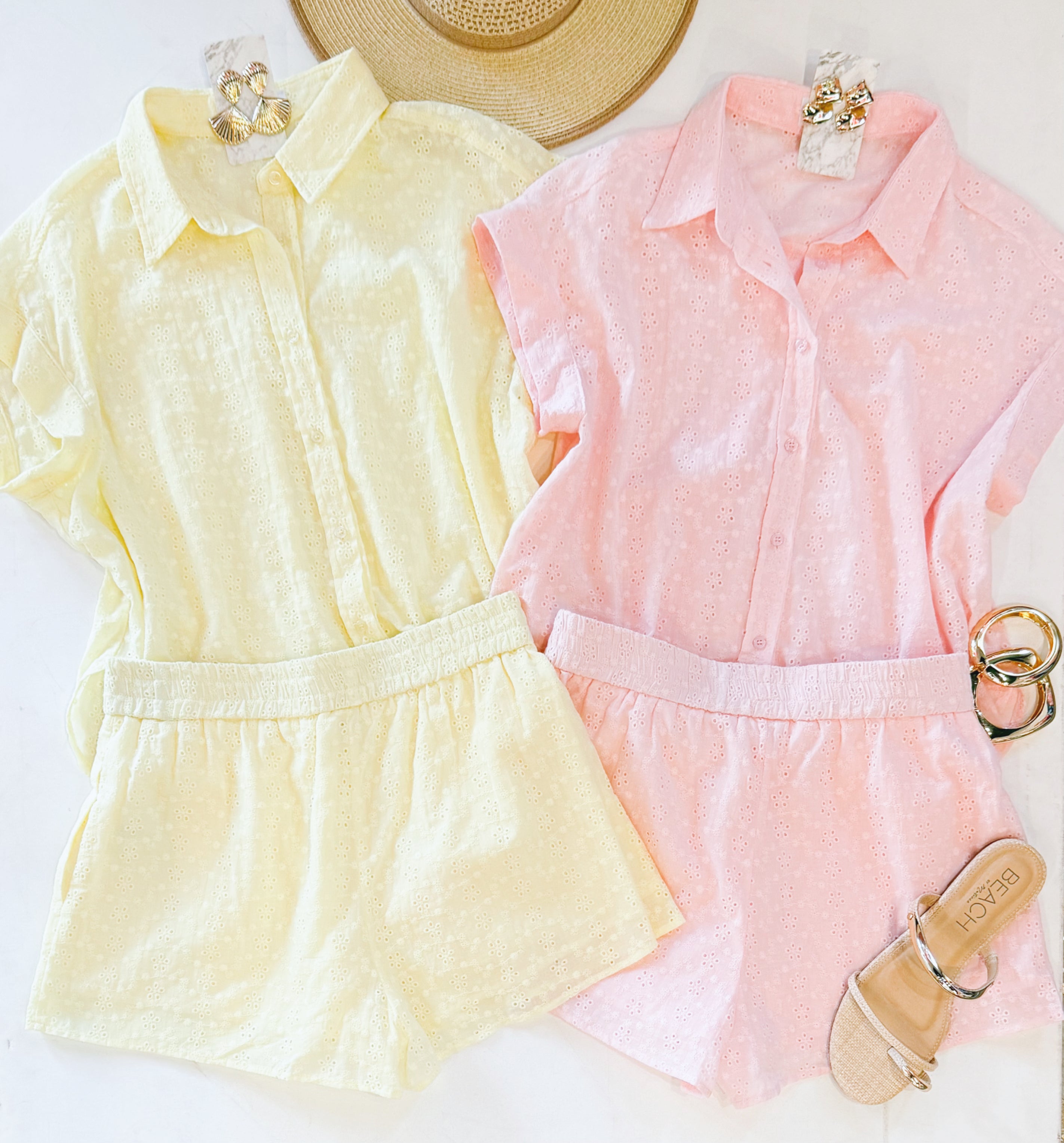 EASTER WEEKEND EYELET SET (LIGHT LEMON)