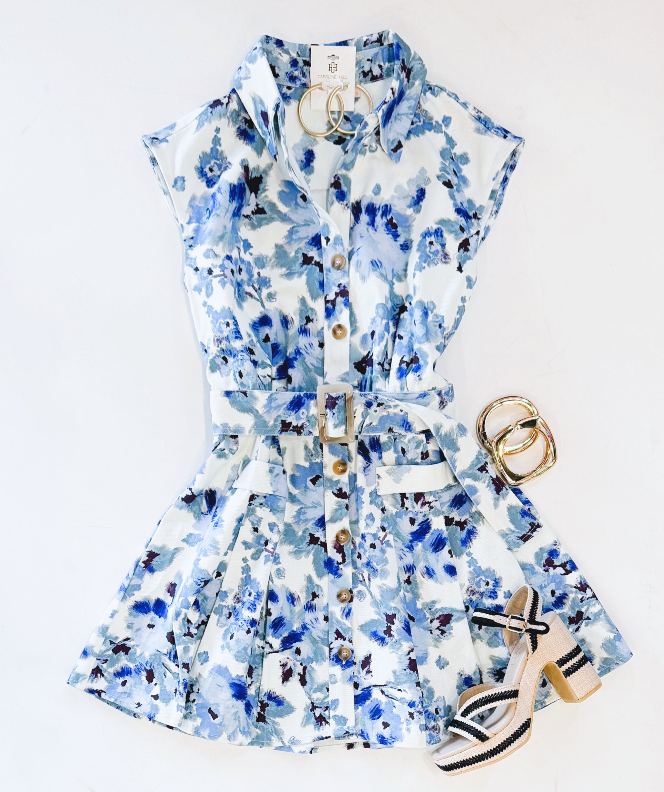 AROUND TOWN WATERCOLOR FLORAL DRESS