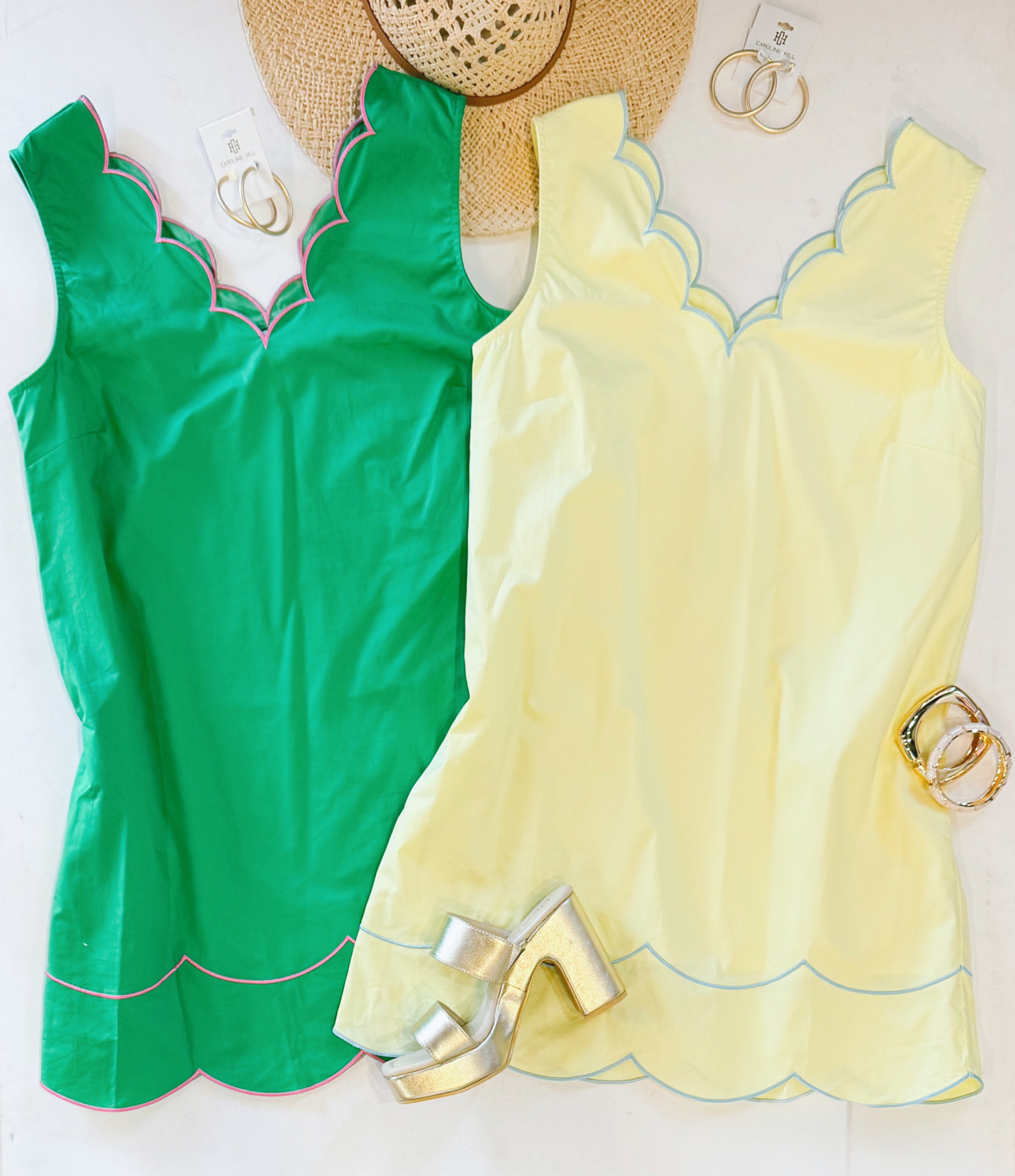SPRING GREEN SCALLOP DRESS