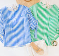 LITTLE MOMENTS STRIPE BLOUSE (COBALT)