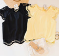 ITALIAN LACE FLUTTER TOP (LEMON)