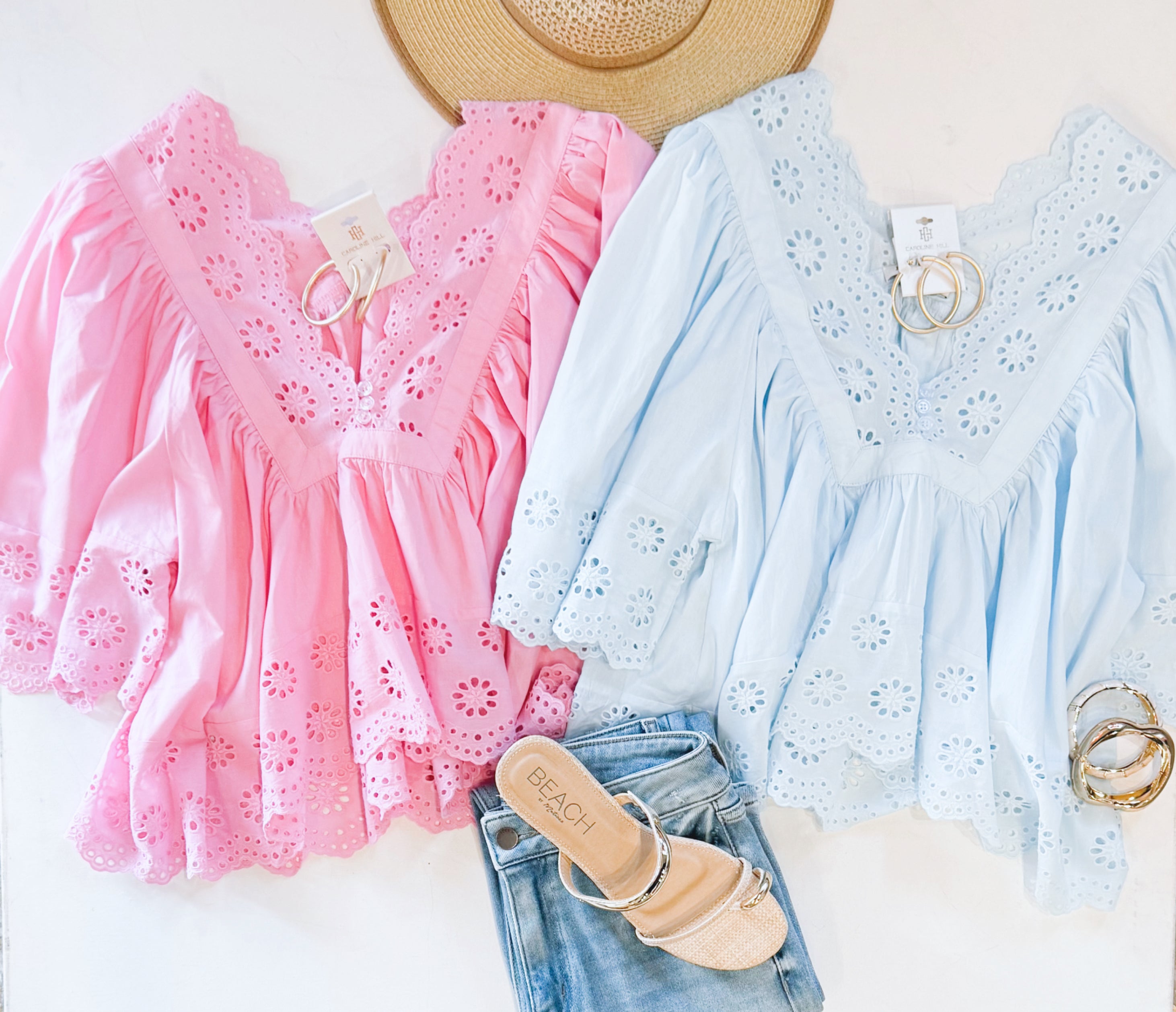 SWEET THING EYELET TOP (SKY BLUE)