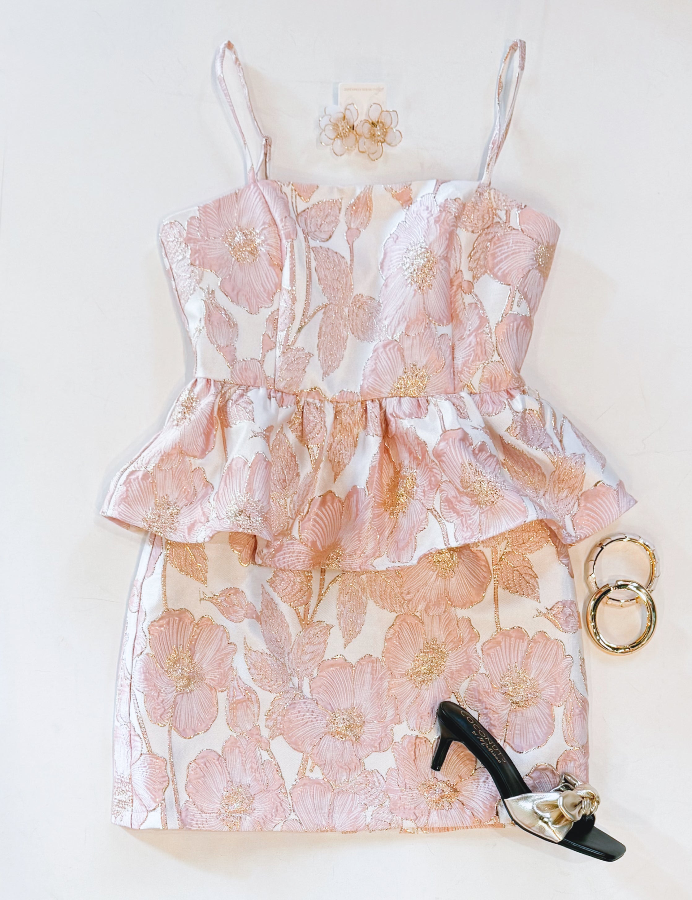 PINK POPPY BROCADE DRESS