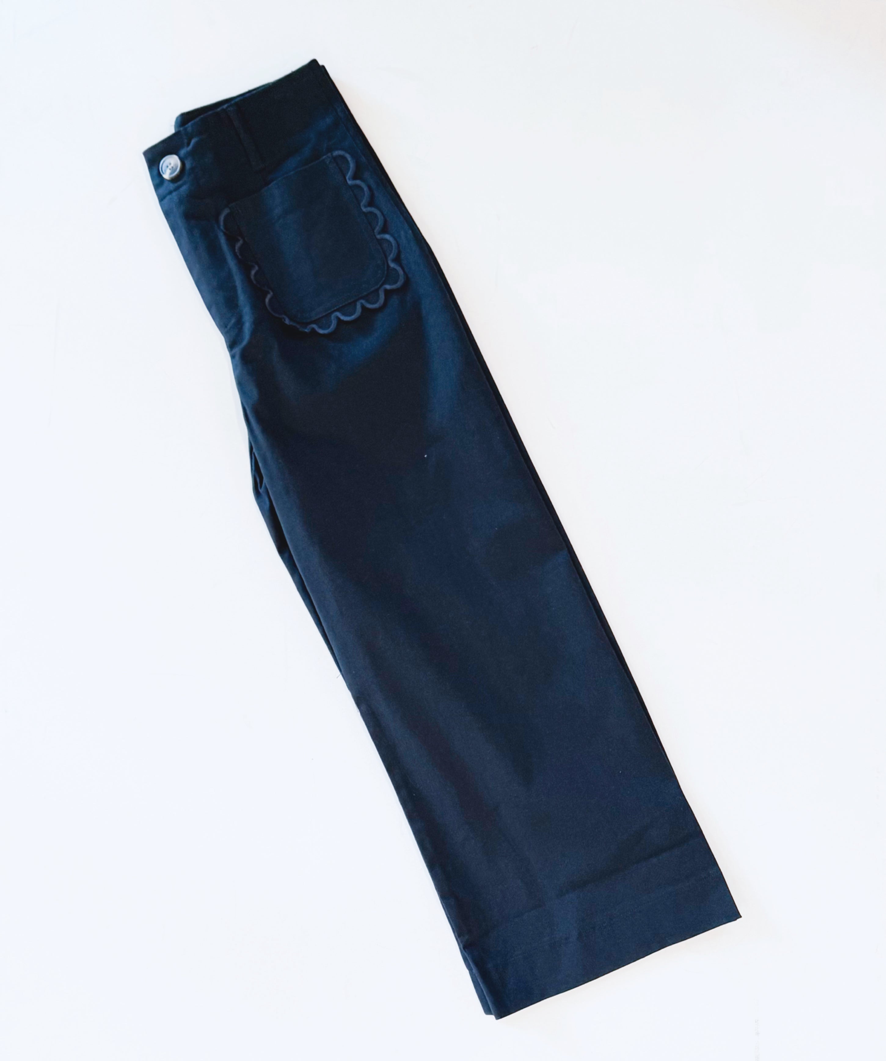 NAVY STRETCH DENIM CROP