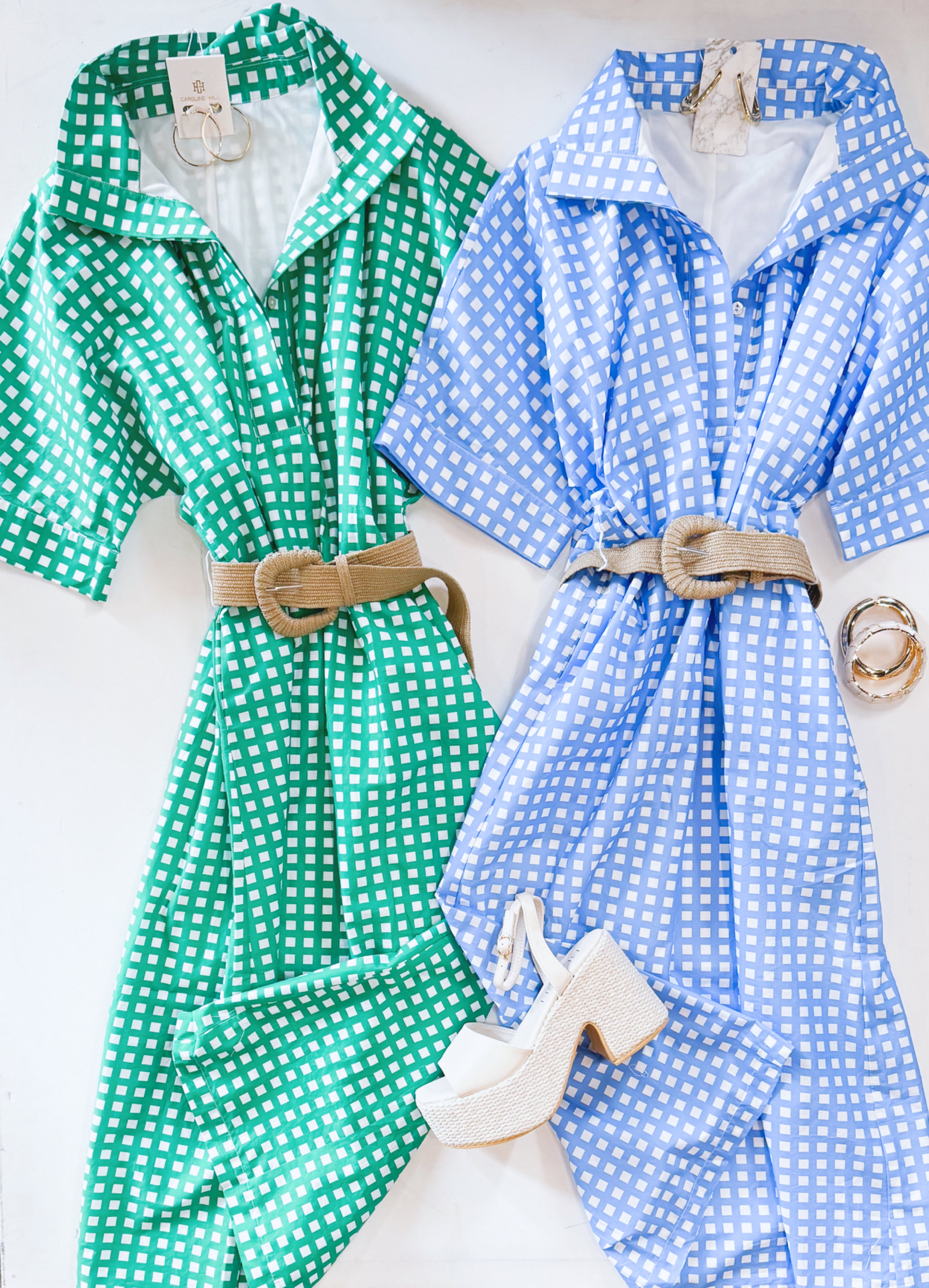 IN CHECK BELTED MIDI (SKY BLUE)
