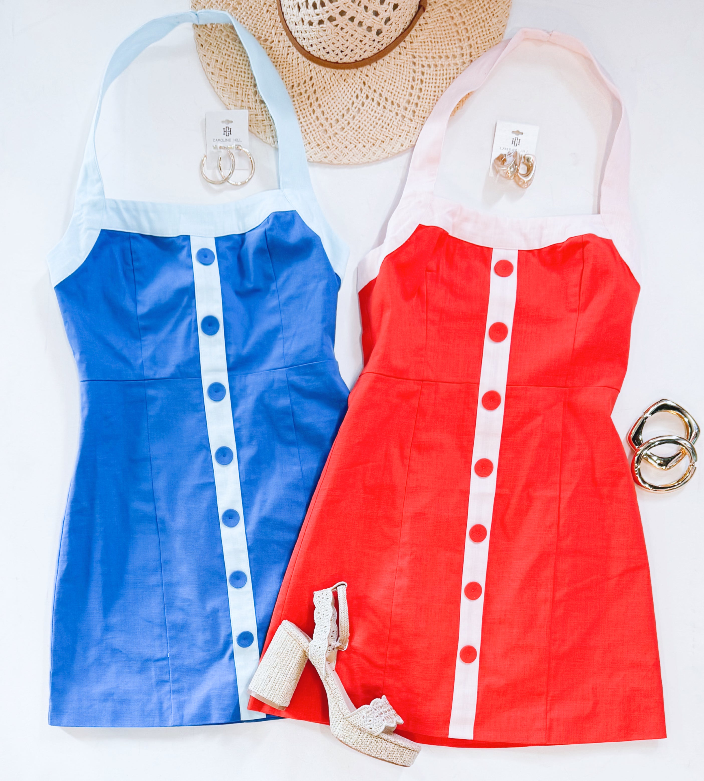 COCKTAILS FIRST HALTER DRESS (HOT RED)