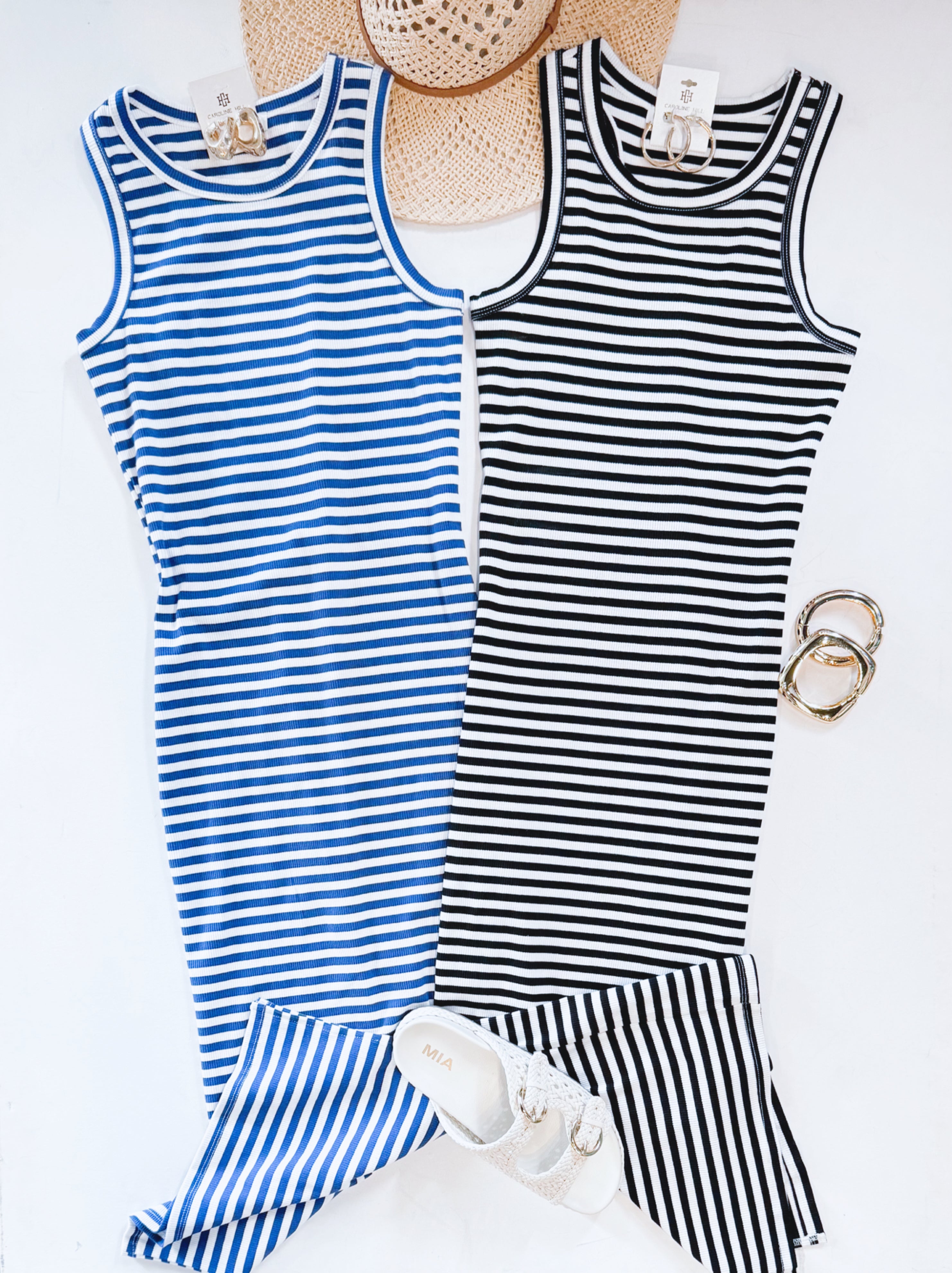 HARBOR RIBBED DRESS (BLACK)