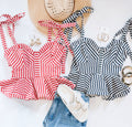 SUMMER HOLIDAYS PEPLUM TOP (NAVY)