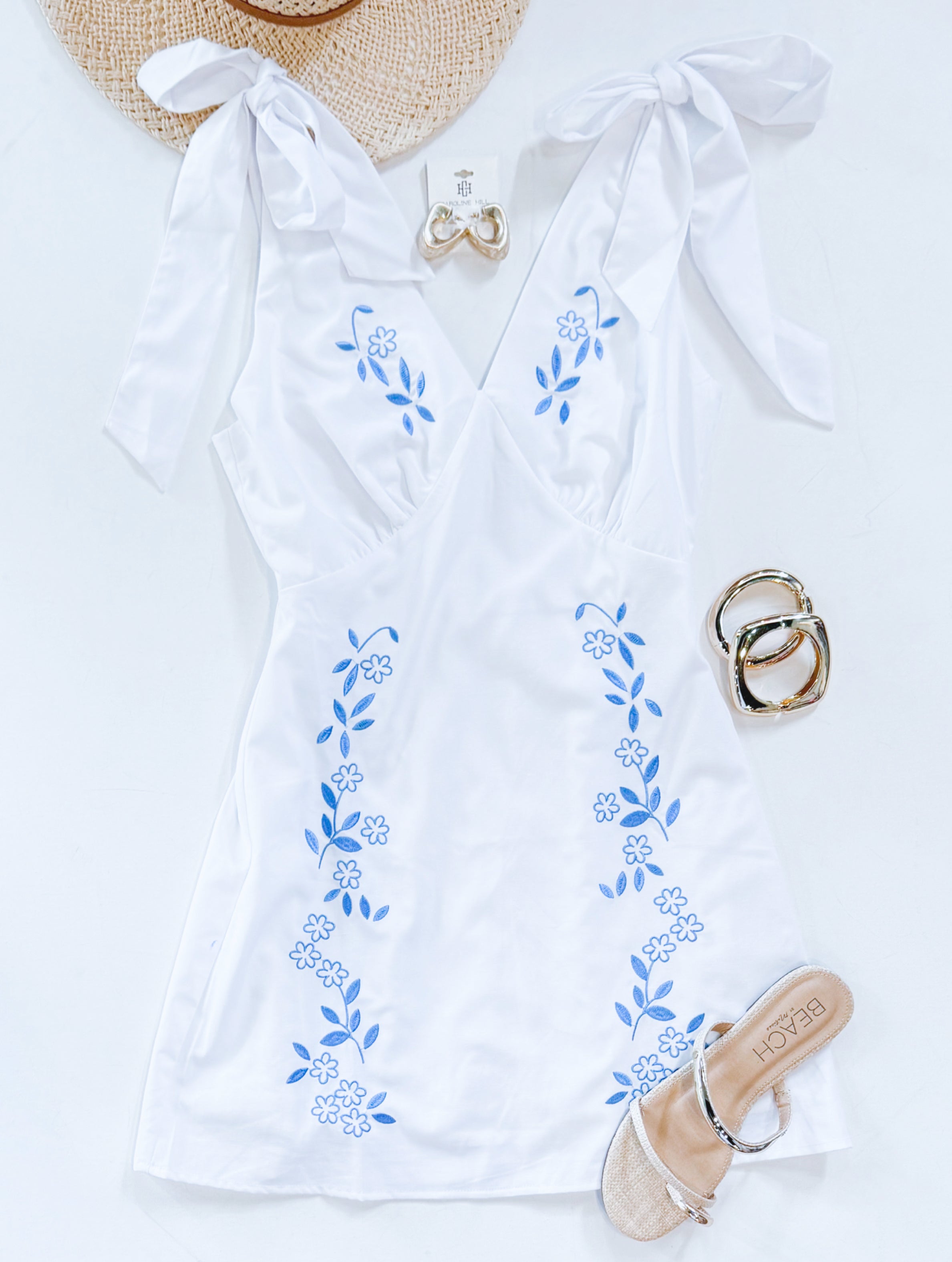 SANTORINI EMBROIDERED DRESS