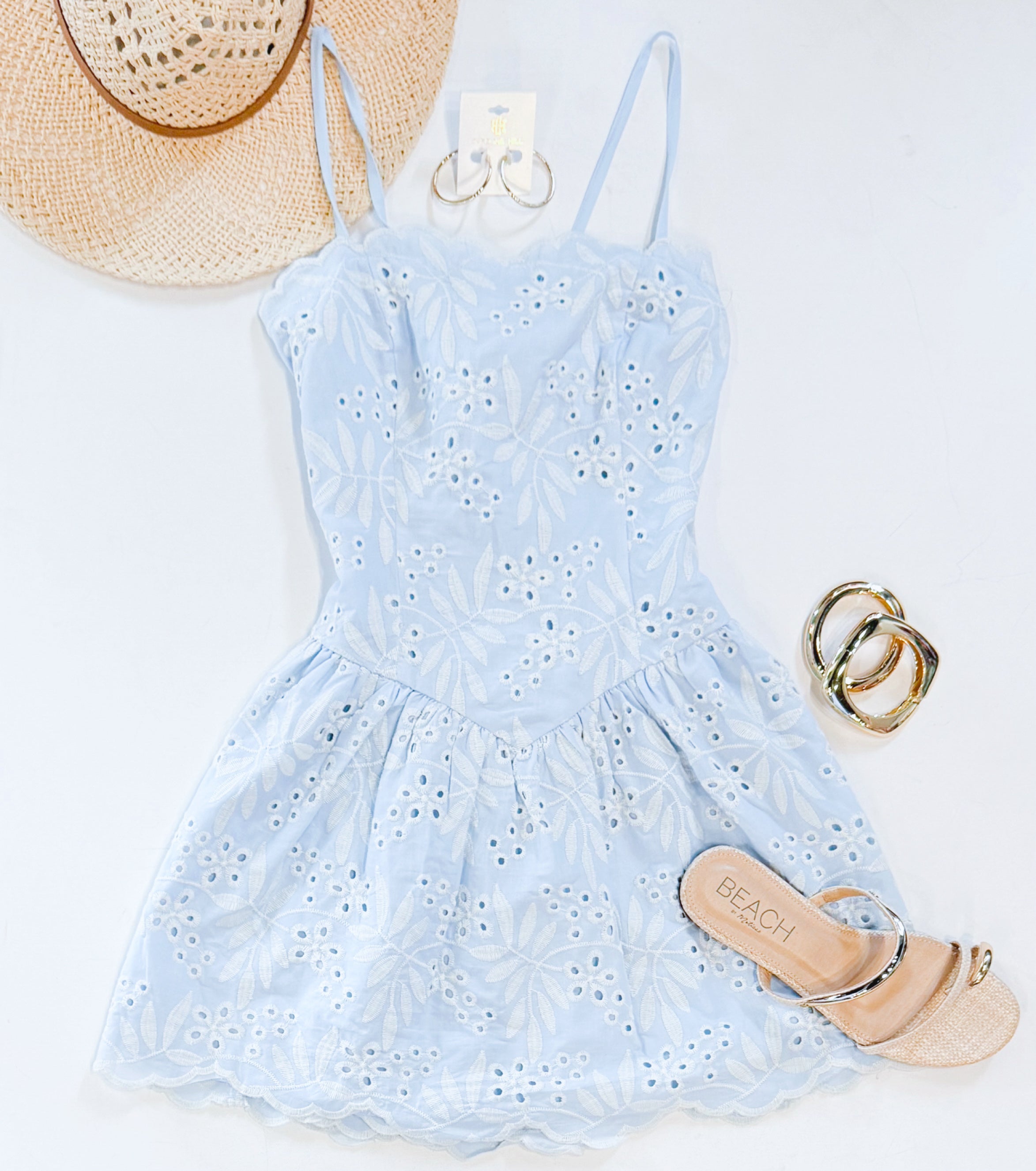 BLUE SKIES EYELET DRESS