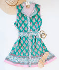 MAHJONG PARTY BELTED DRESS