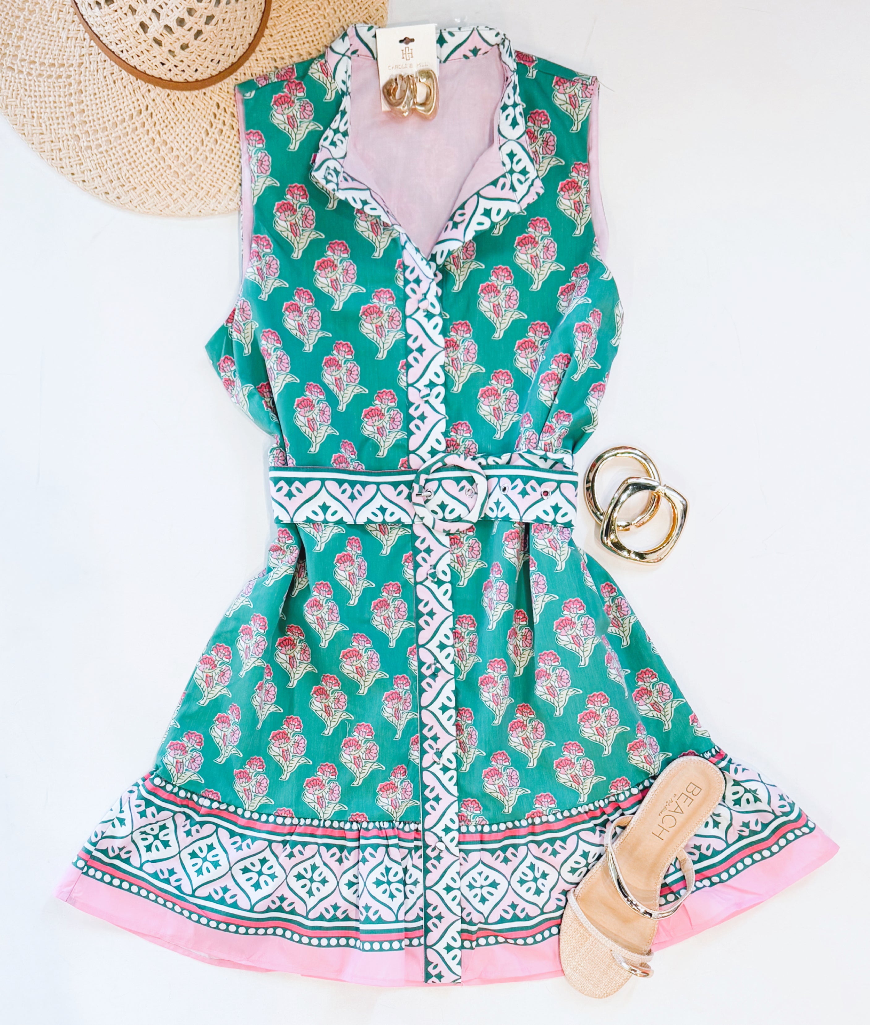 MAHJONG PARTY BELTED DRESS