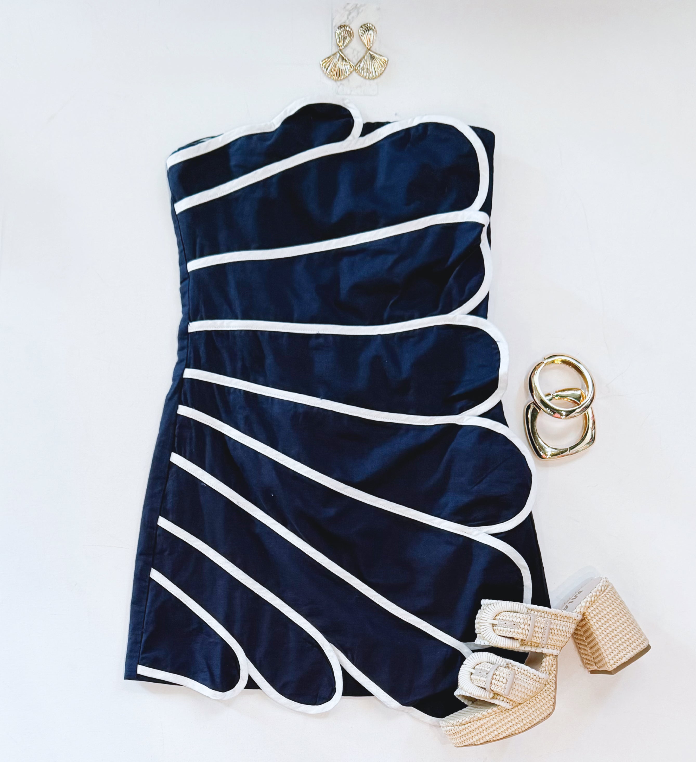 SHELL COLLECTION STRAPLESS DRESS