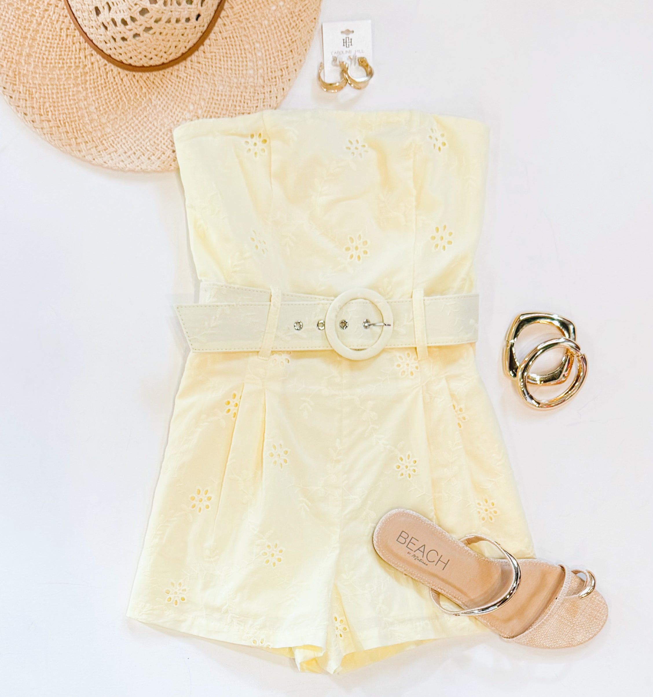 ICED LEMON EYELET ROMPER