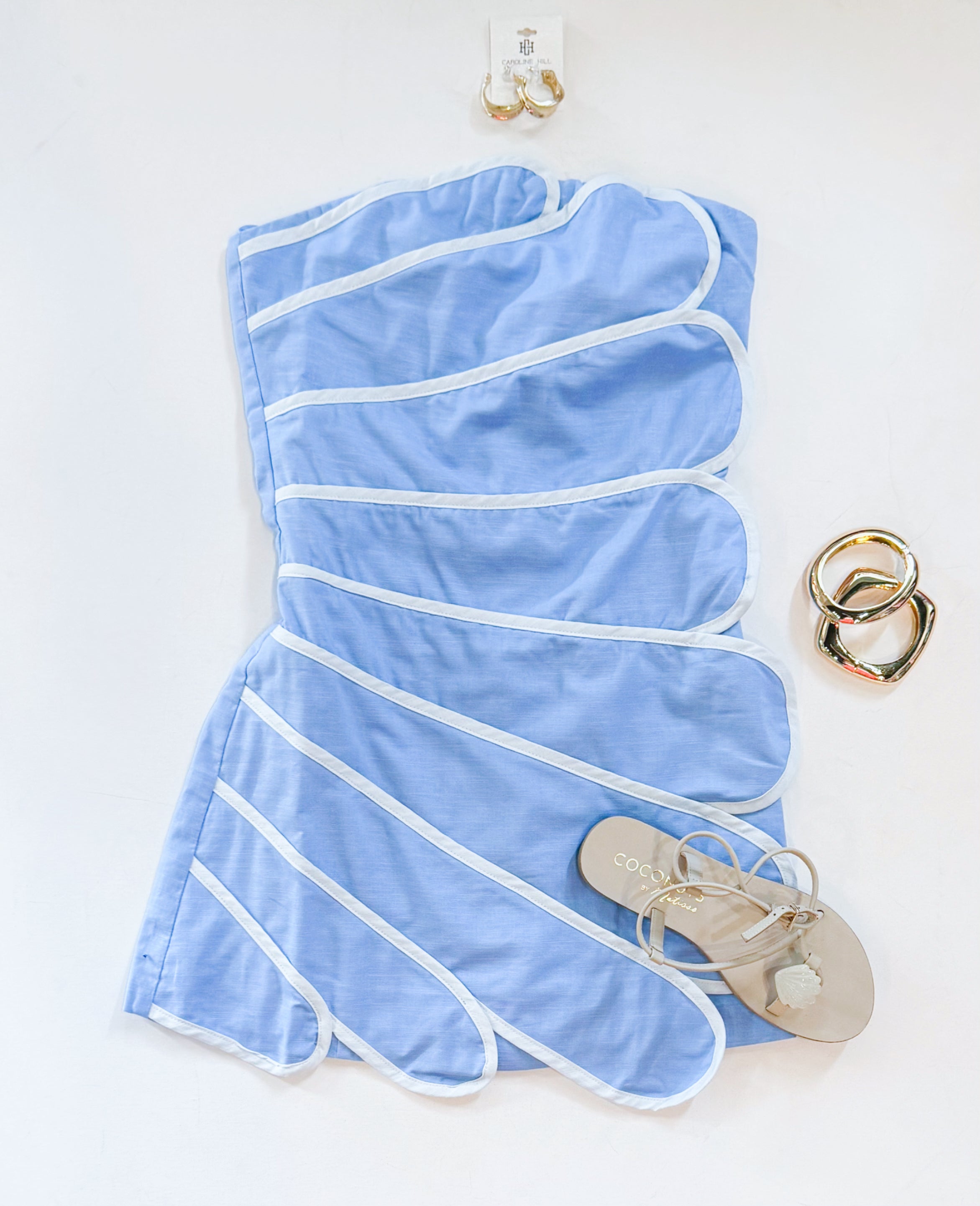 SHELL COLLECTION STRAPLESS DRESS