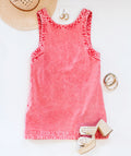 WASHED CHERRY BACKLESS DRESS