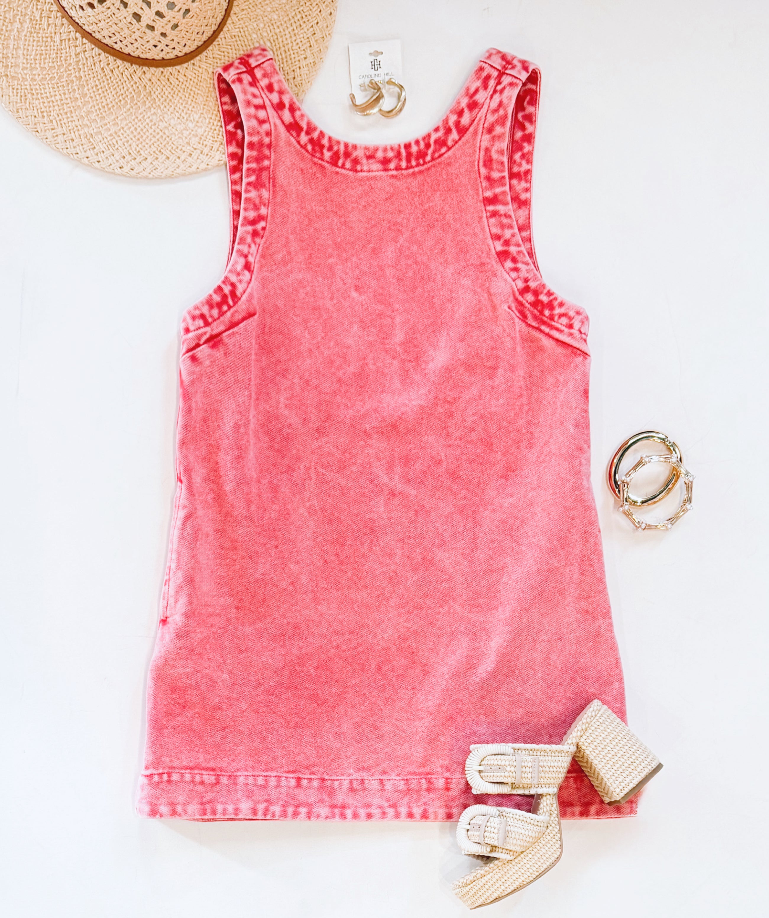 WASHED CHERRY BACKLESS DRESS