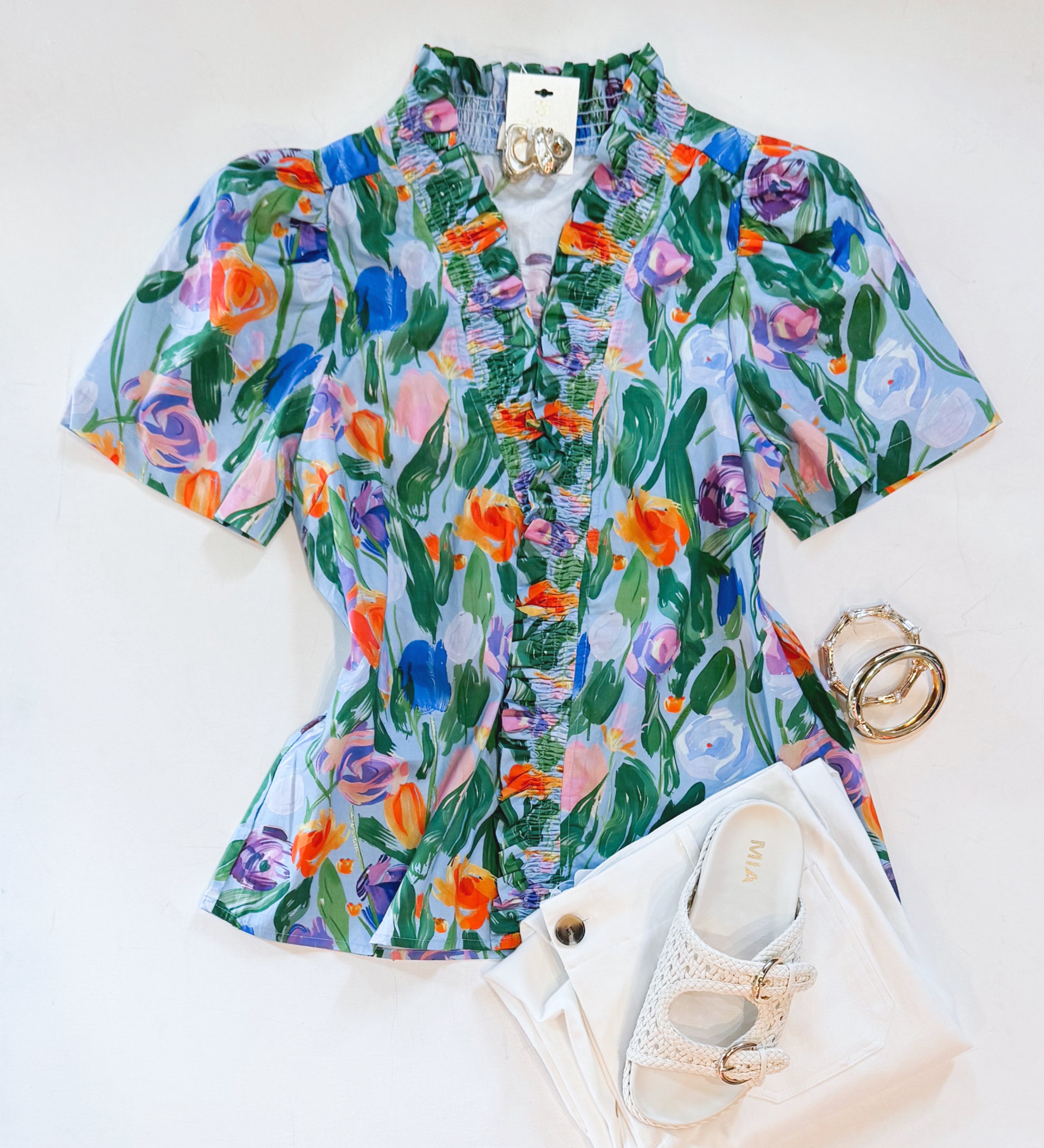 FALL TULIPS RUFFLE TOP