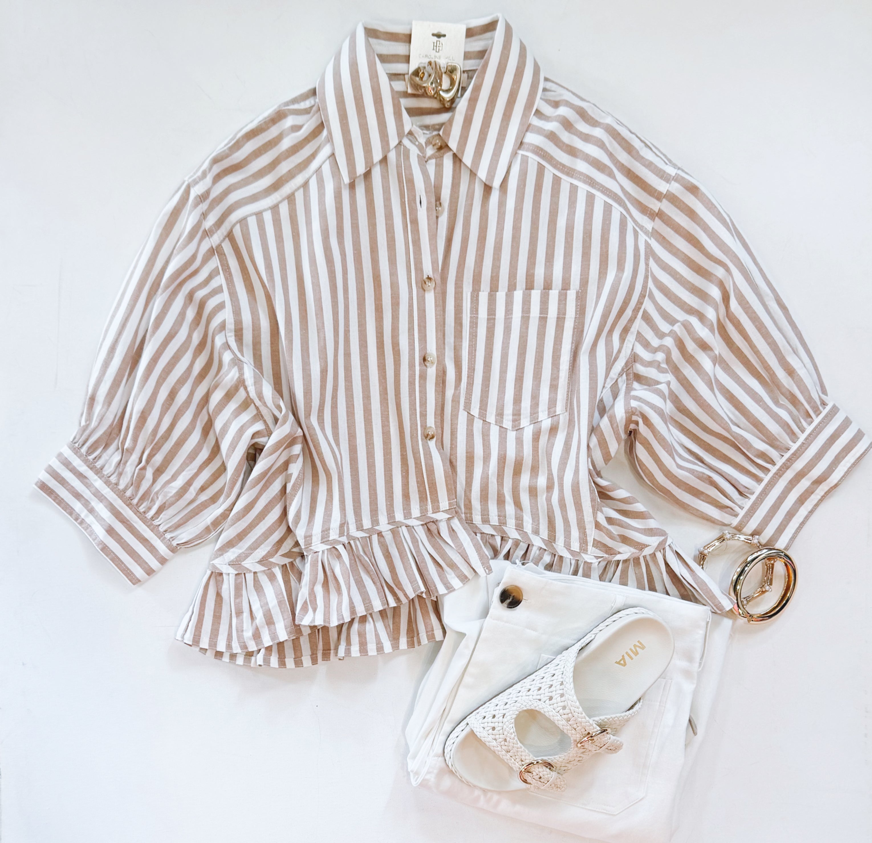 SAND RUFFLE BUTTONDOWN