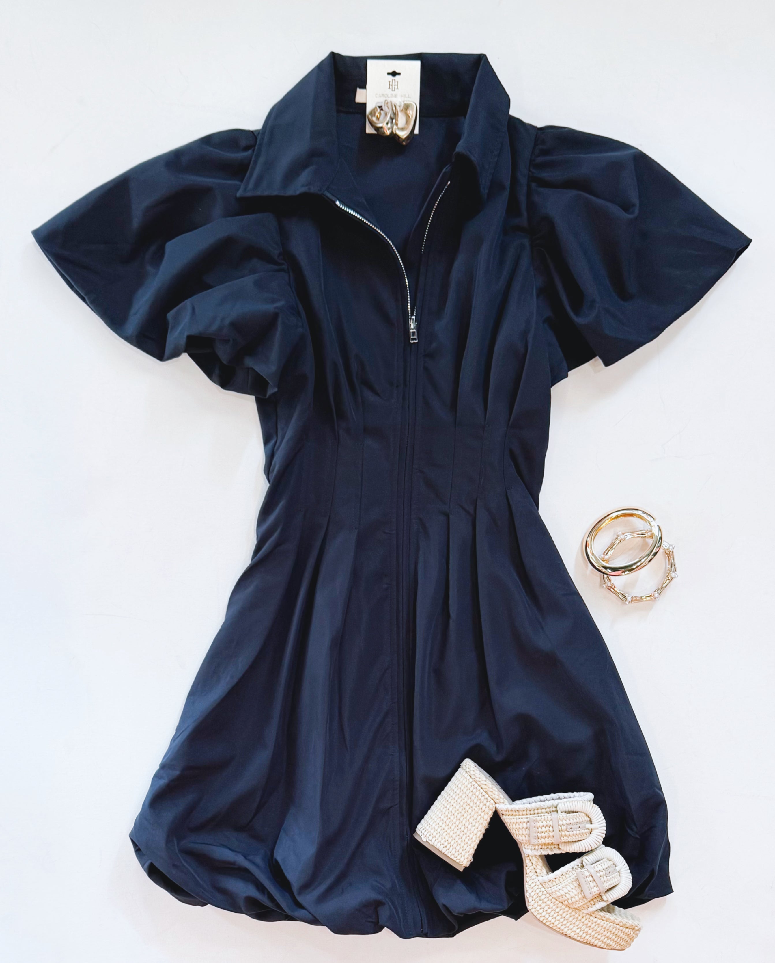 "FLATTER ME" DRESS (NAVY)